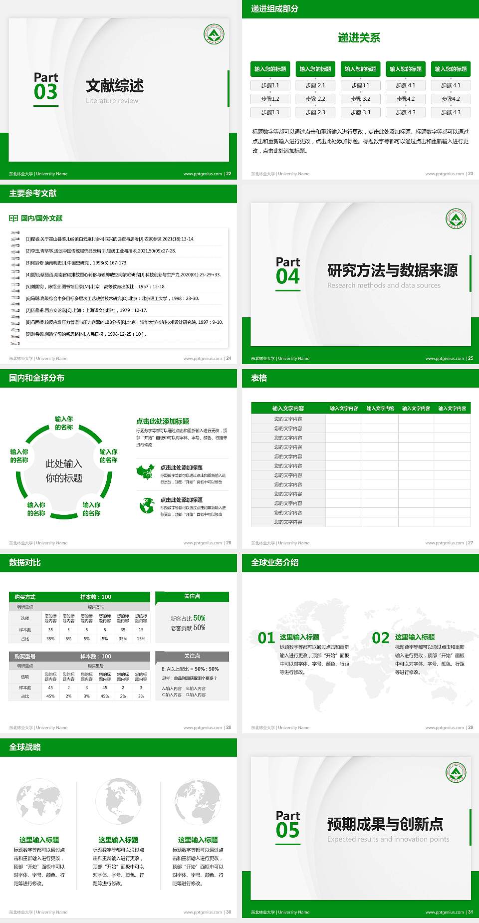 东北林业大学硕士研究生/本科生毕业论文答辩/开题报告通用PPT模板下载4:3格式幻灯片预览图4