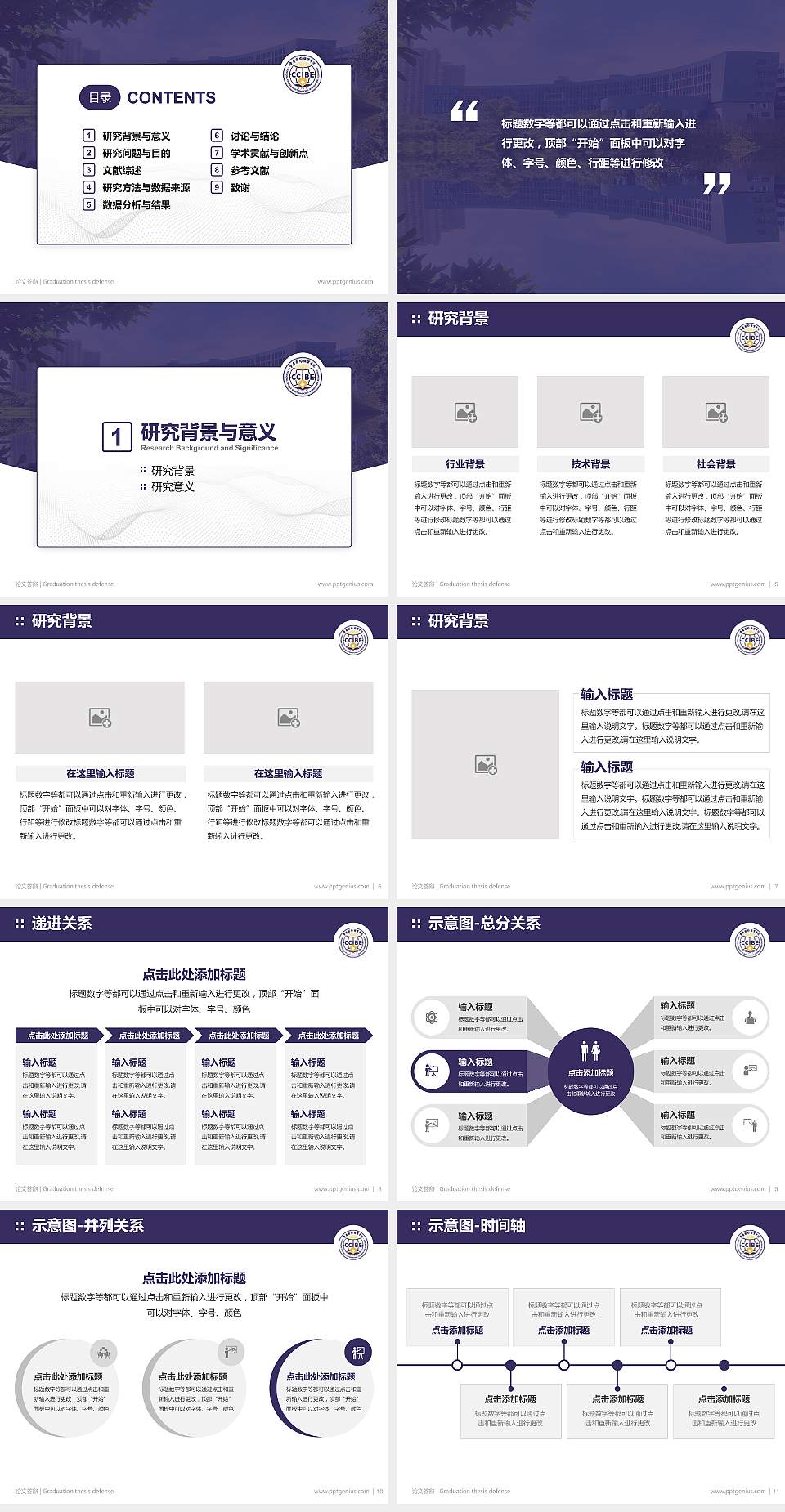 重庆对外经贸学院论文答辩标准PPT模板4:3格式幻灯片预览图2