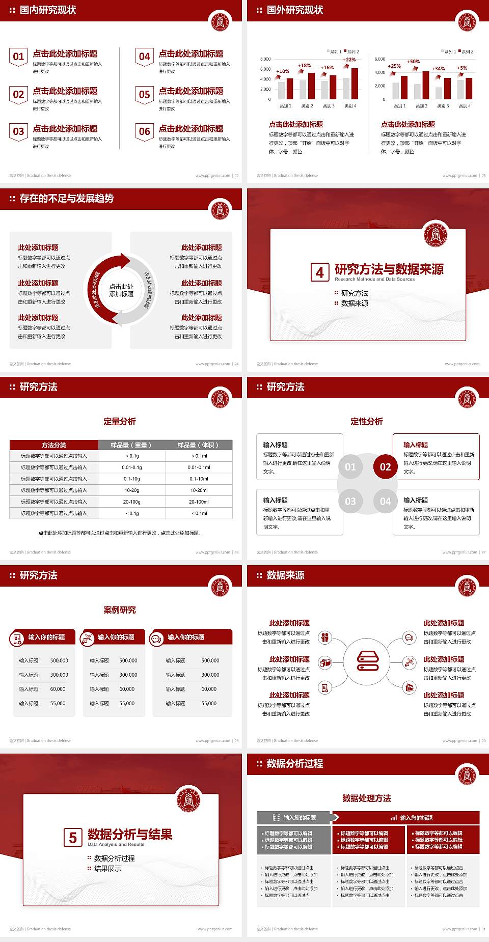 周口文理职业学院论文答辩标准PPT模板4:3格式幻灯片预览图4