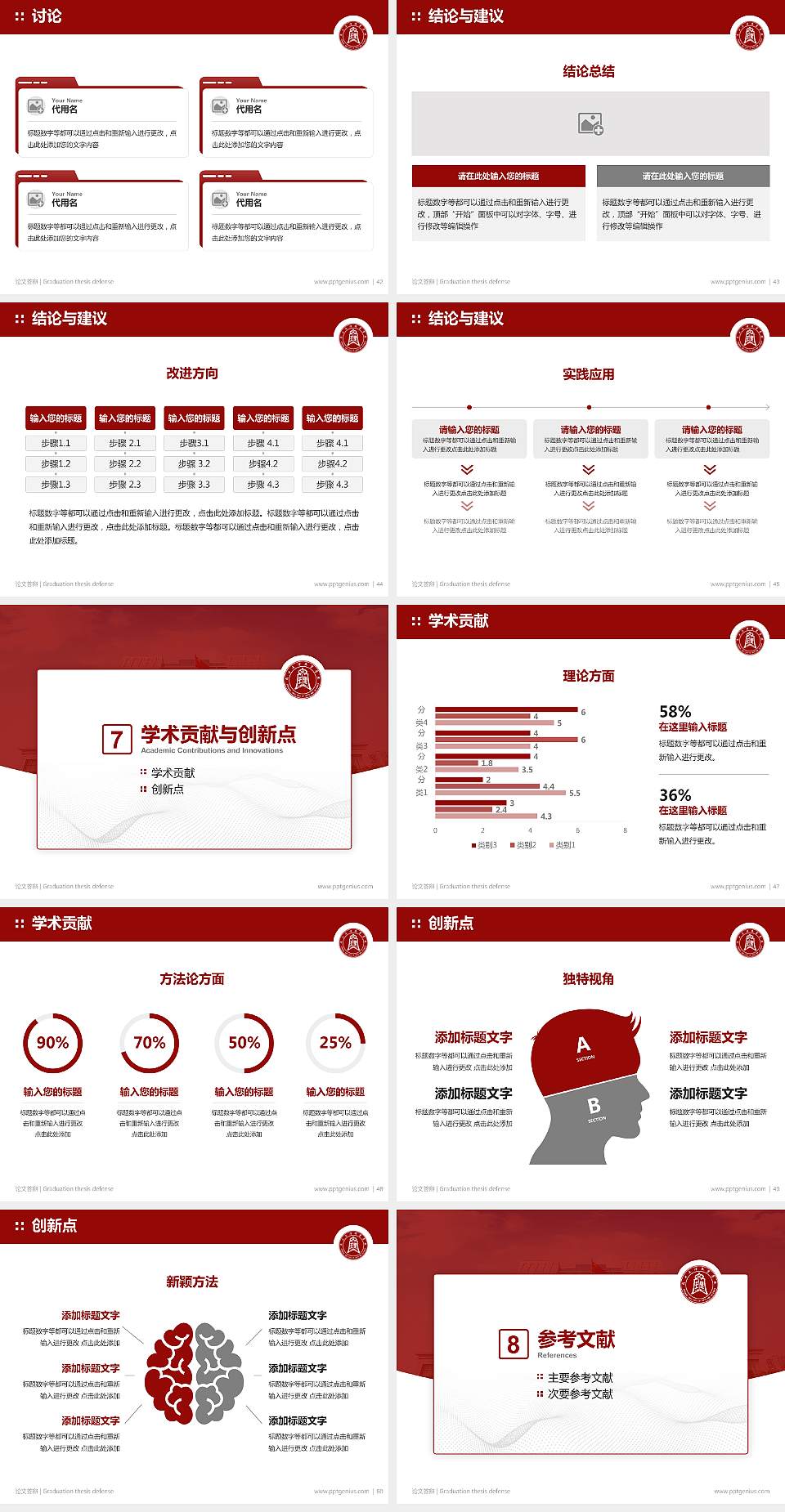周口文理职业学院论文答辩标准PPT模板4:3格式幻灯片预览图6