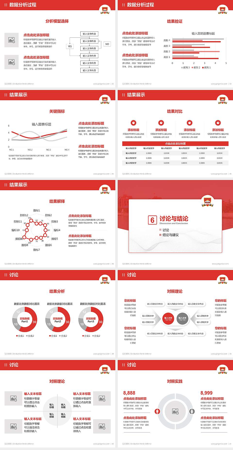 商丘学院论文答辩标准PPT模板4:3格式幻灯片预览图5