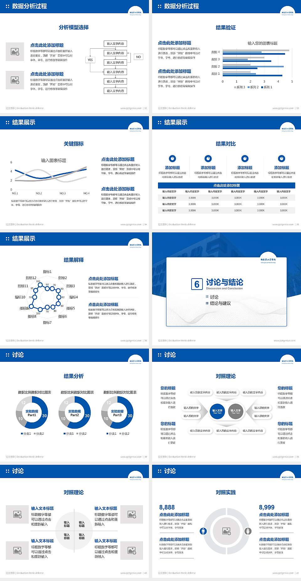 新疆第二医学院论文答辩标准PPT模板4:3格式幻灯片预览图5