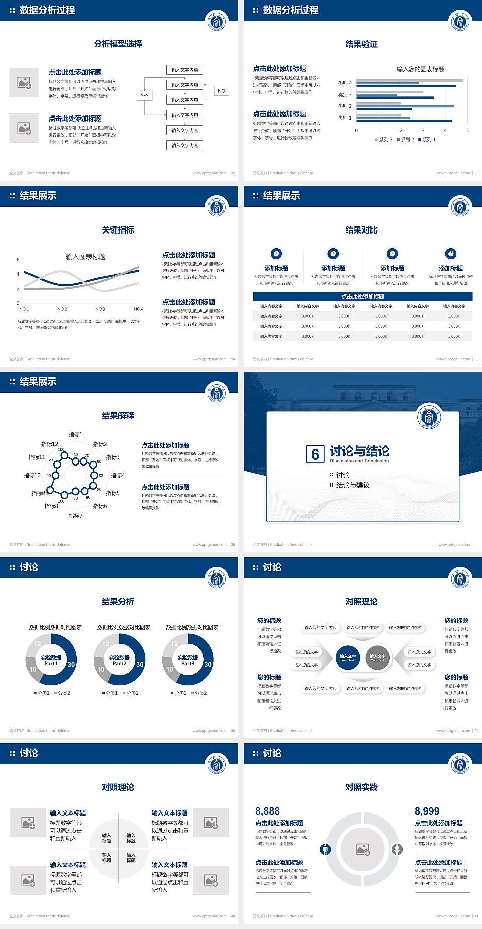 西南大学论文答辩标准PPT模板4:3格式幻灯片预览图5