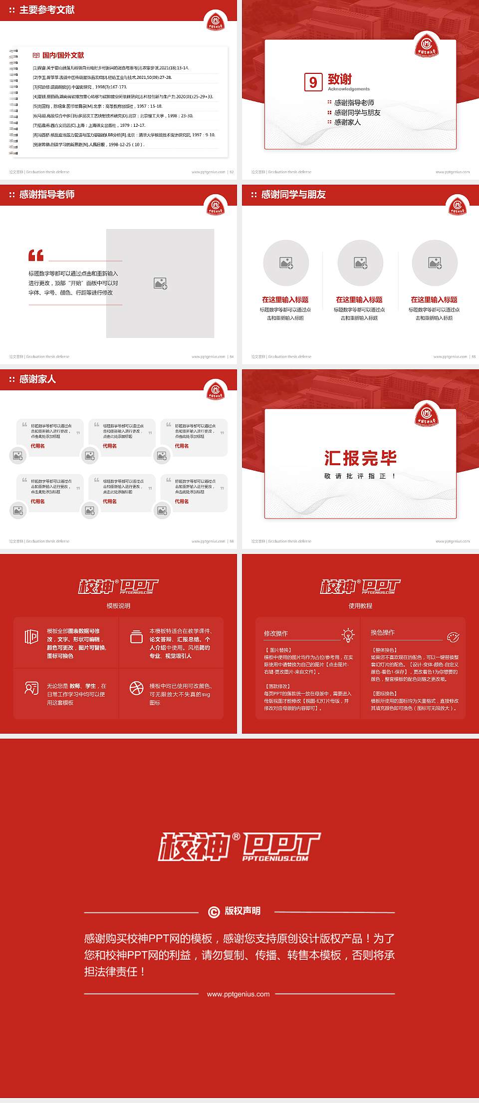 中国医科大学论文答辩标准PPT模板4:3格式幻灯片预览图7