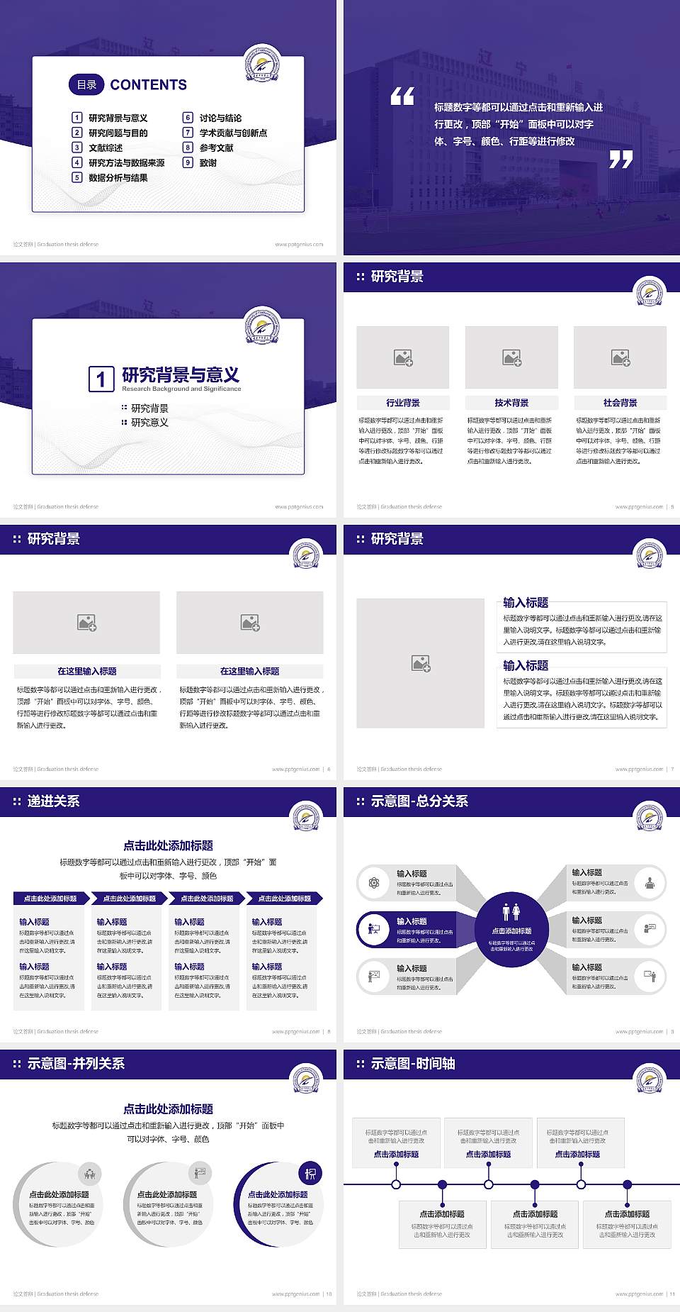 辽宁中医药大学论文答辩标准PPT模板4:3格式幻灯片预览图2