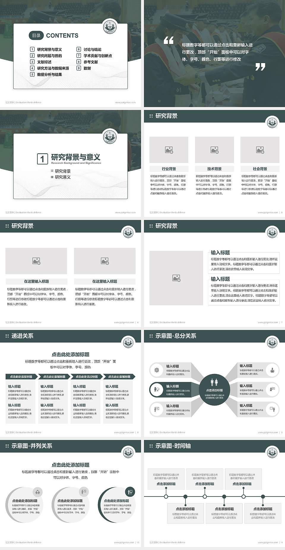 西藏警官高等专科学校论文答辩标准PPT模板4:3格式幻灯片预览图2