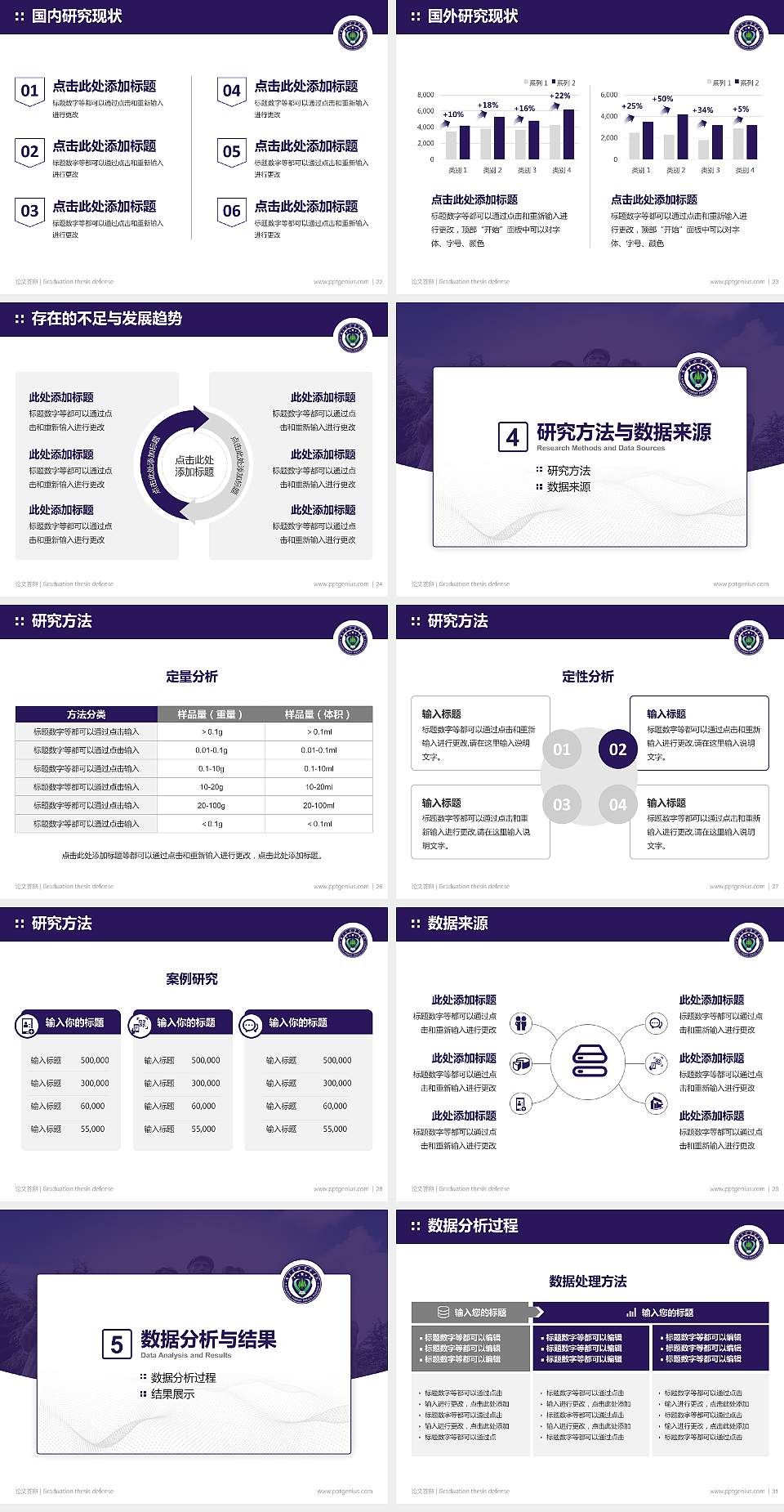 南京森林警察学院论文答辩标准PPT模板4:3格式幻灯片预览图4