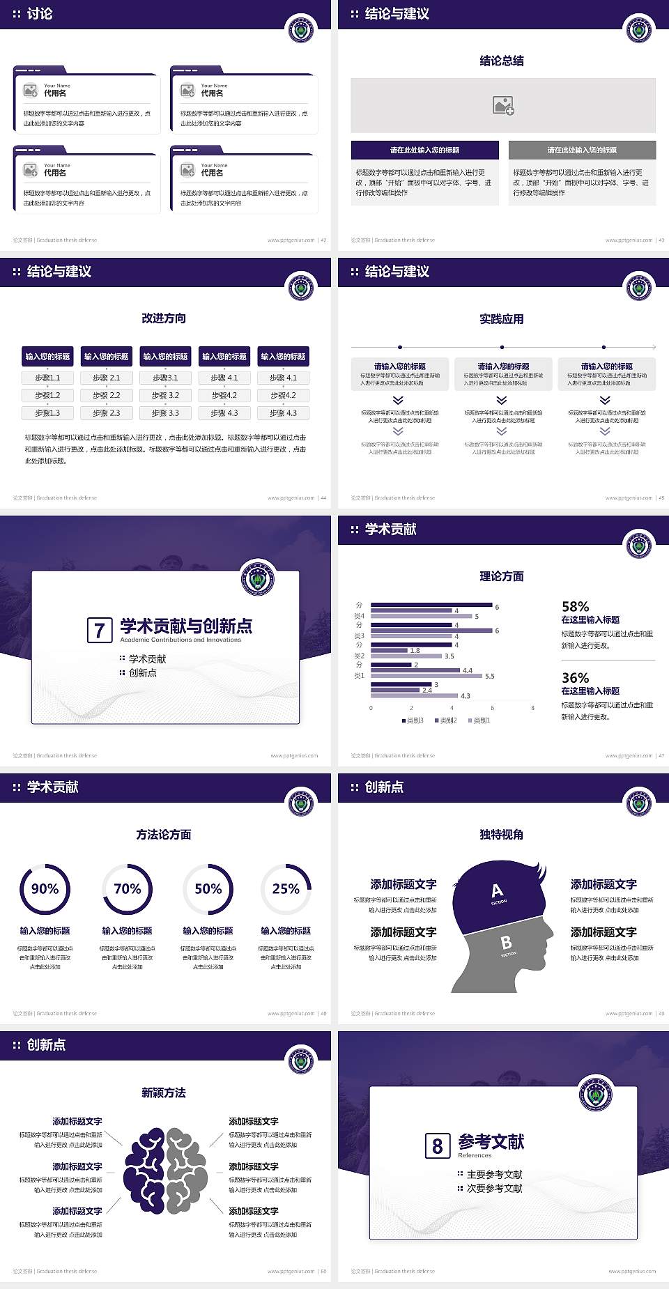 南京森林警察学院论文答辩标准PPT模板4:3格式幻灯片预览图6