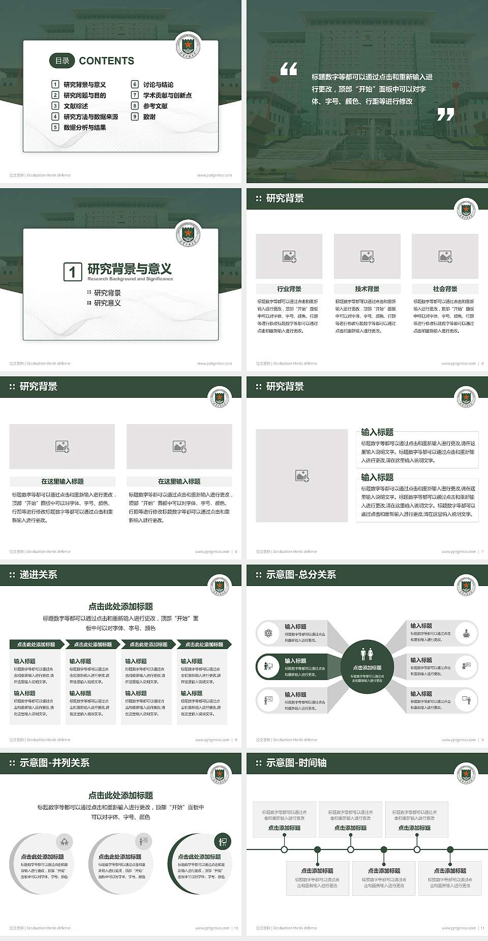 陆军工程大学论文答辩标准PPT模板4:3格式幻灯片预览图2