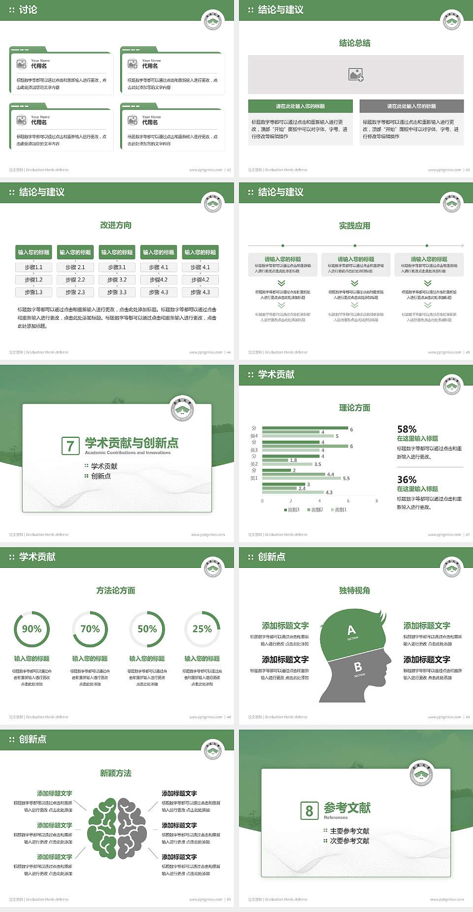 南通大学论文答辩标准PPT模板4:3格式幻灯片预览图6