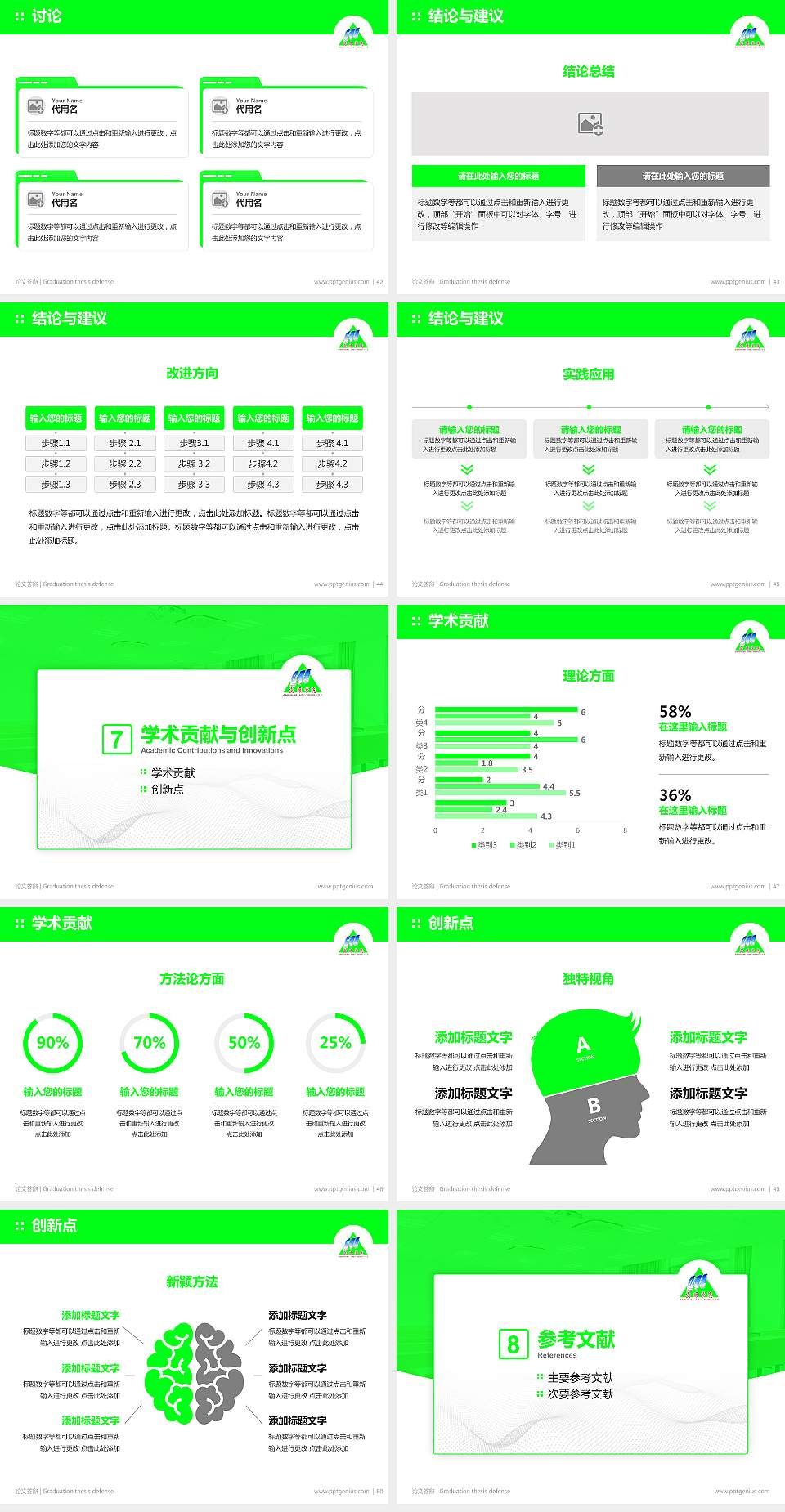 安顺学院论文答辩标准PPT模板4:3格式幻灯片预览图6