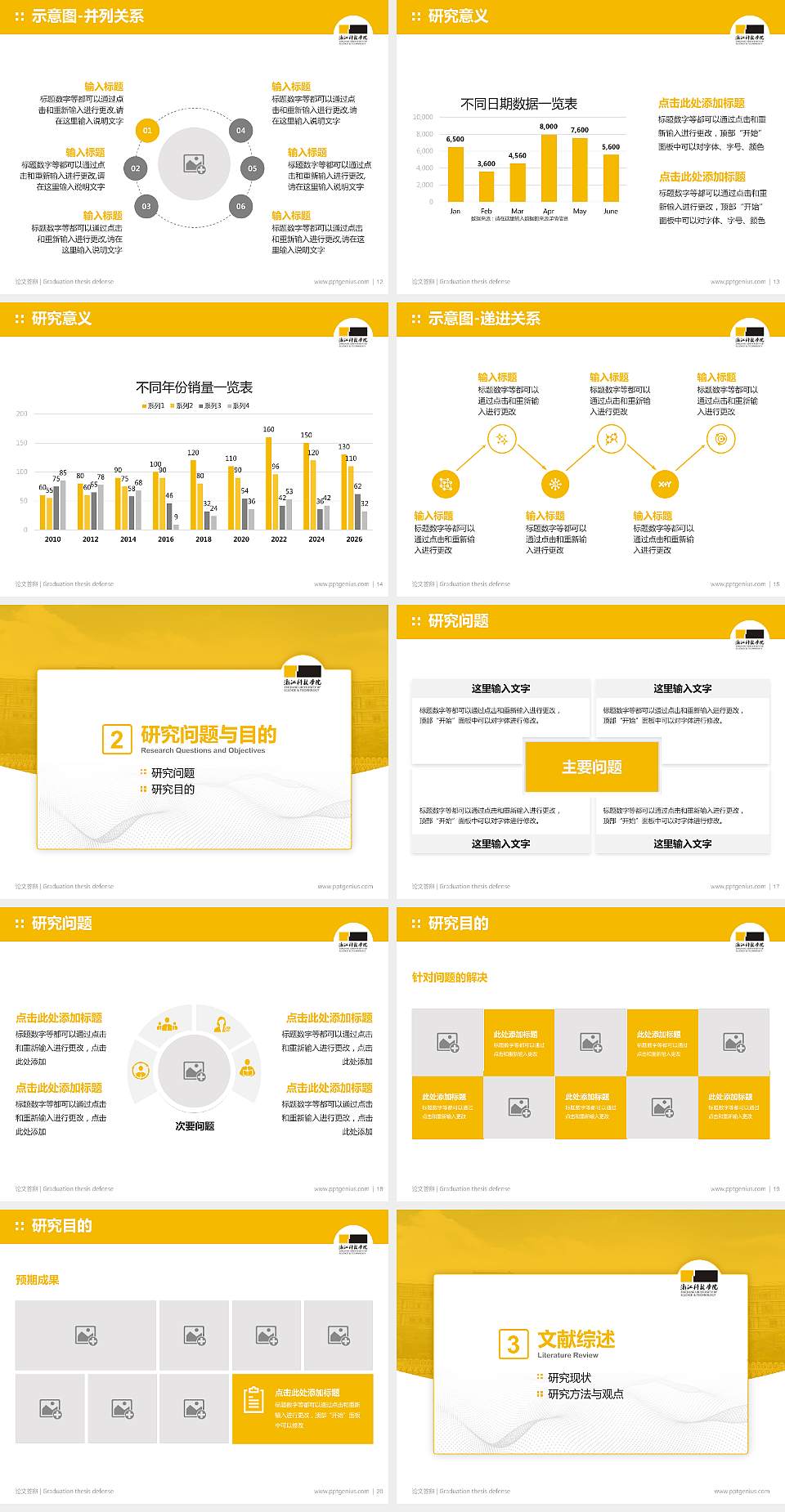 浙江科技学院论文答辩标准PPT模板4:3格式幻灯片预览图3