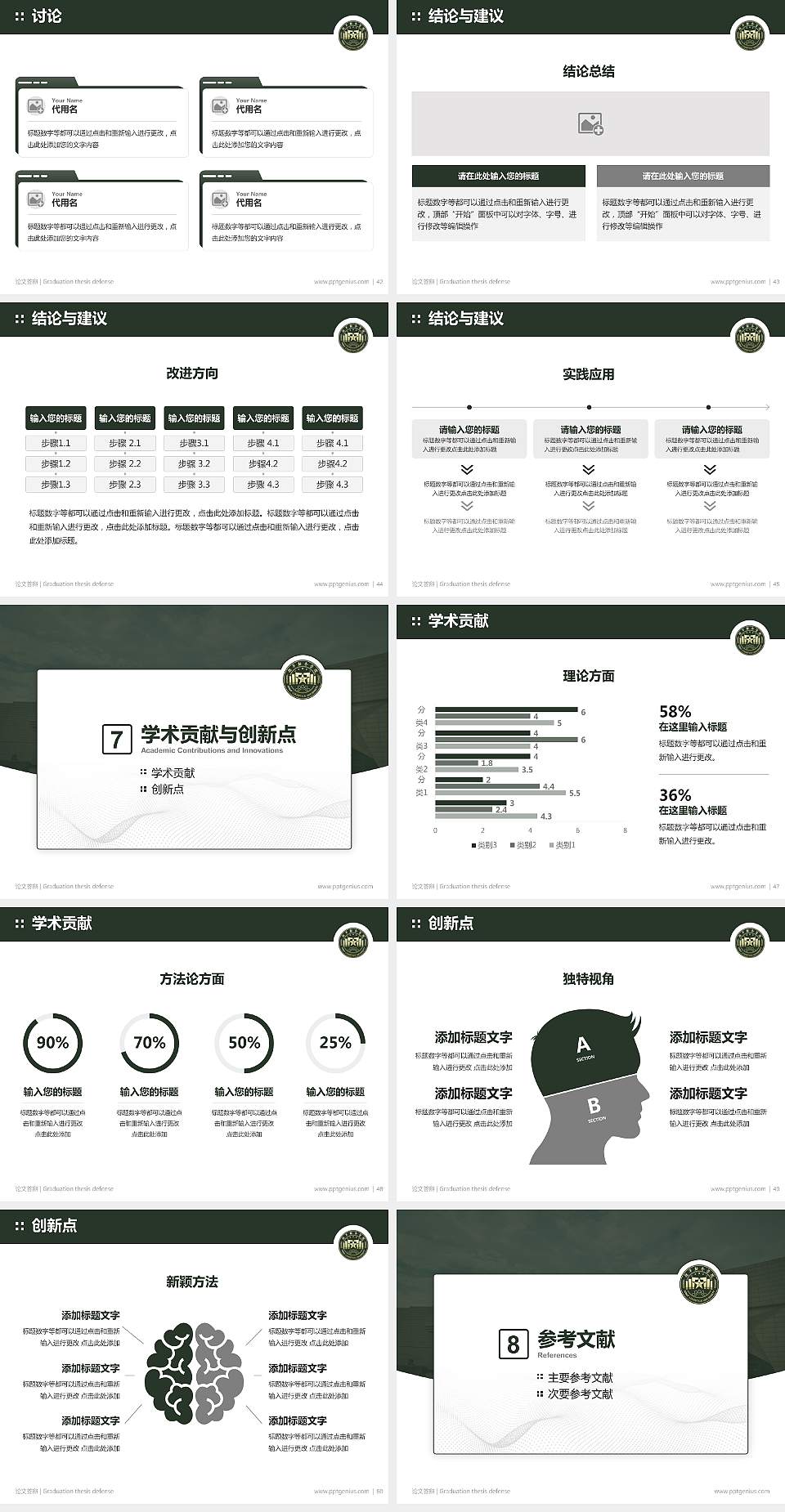 陆军勤务学院论文答辩标准PPT模板4:3格式幻灯片预览图6