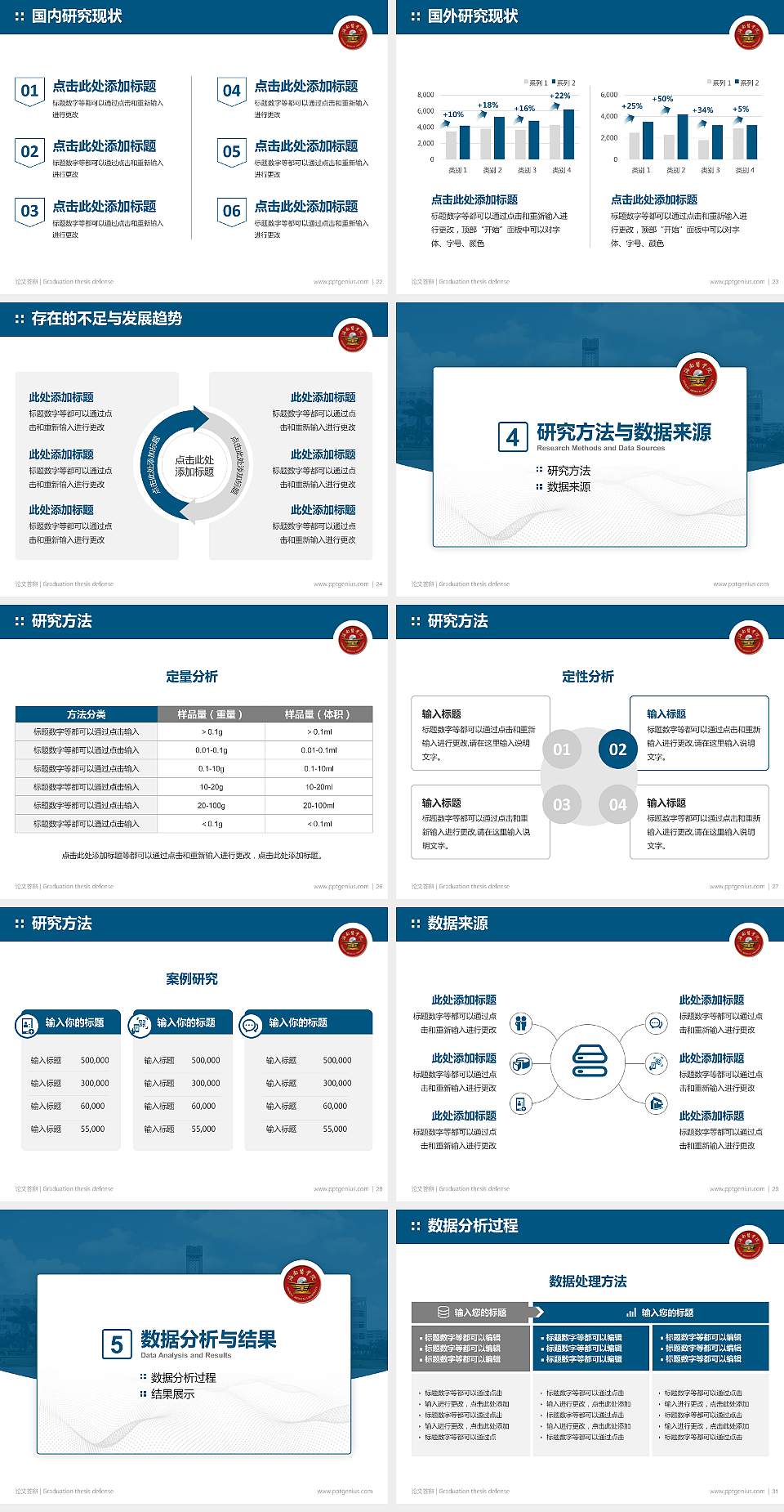 海南医学院论文答辩标准PPT模板4:3格式幻灯片预览图4