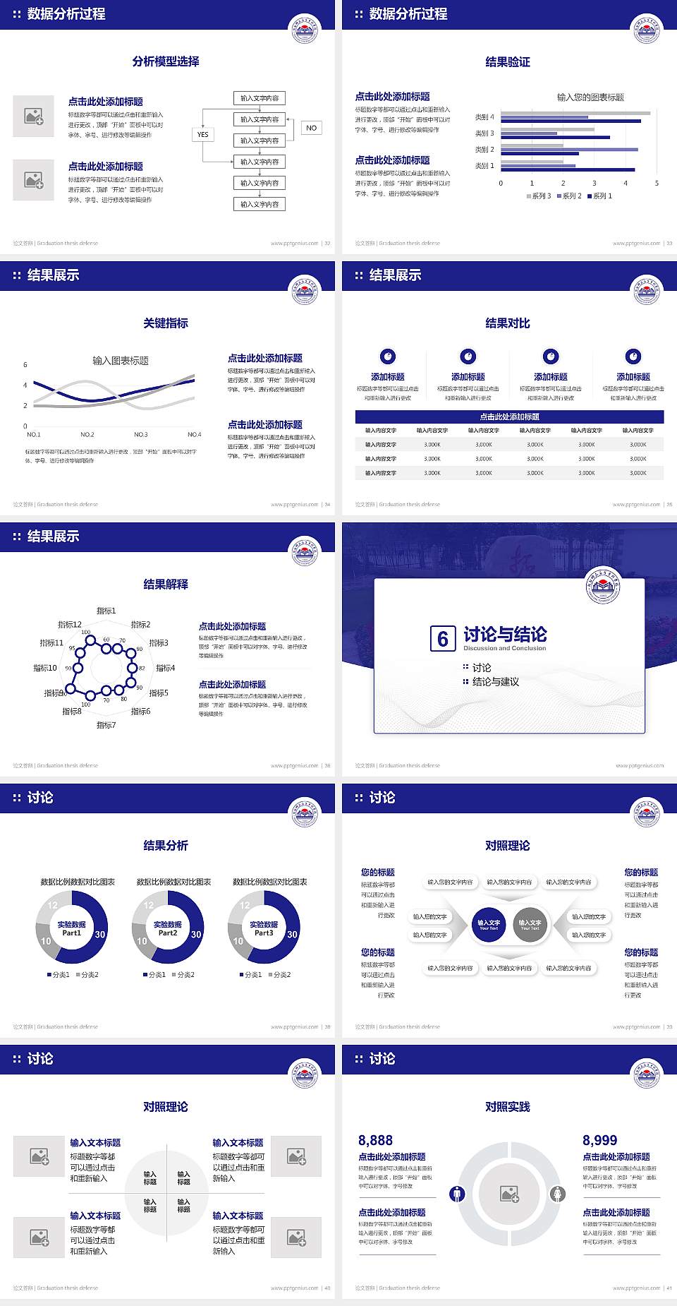 朝阳师范高等专科学校论文答辩标准PPT模板4:3格式幻灯片预览图5