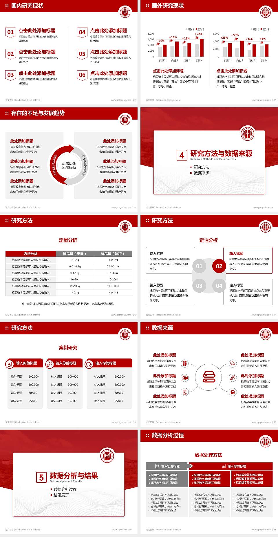 南京审计学院论文答辩标准PPT模板4:3格式幻灯片预览图4
