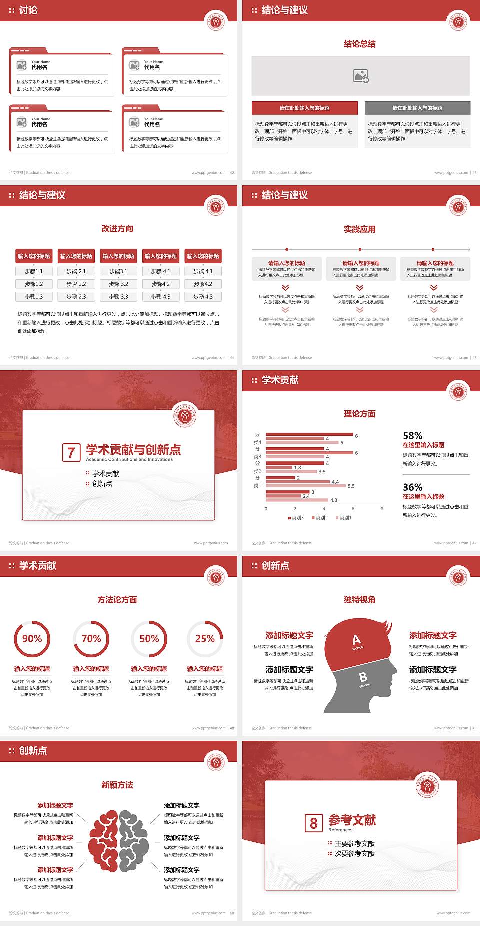 辽宁师范大学海华学院论文答辩标准PPT模板4:3格式幻灯片预览图6