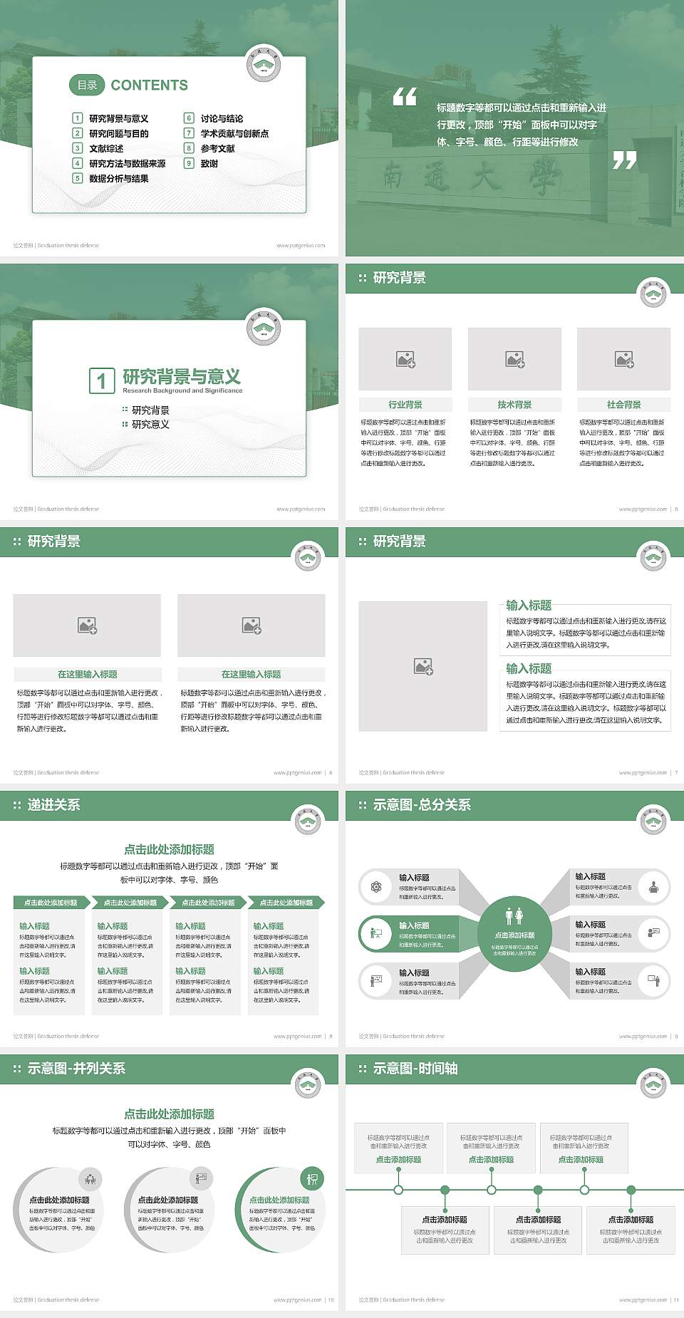南通大学杏林学院论文答辩标准PPT模板4:3格式幻灯片预览图2
