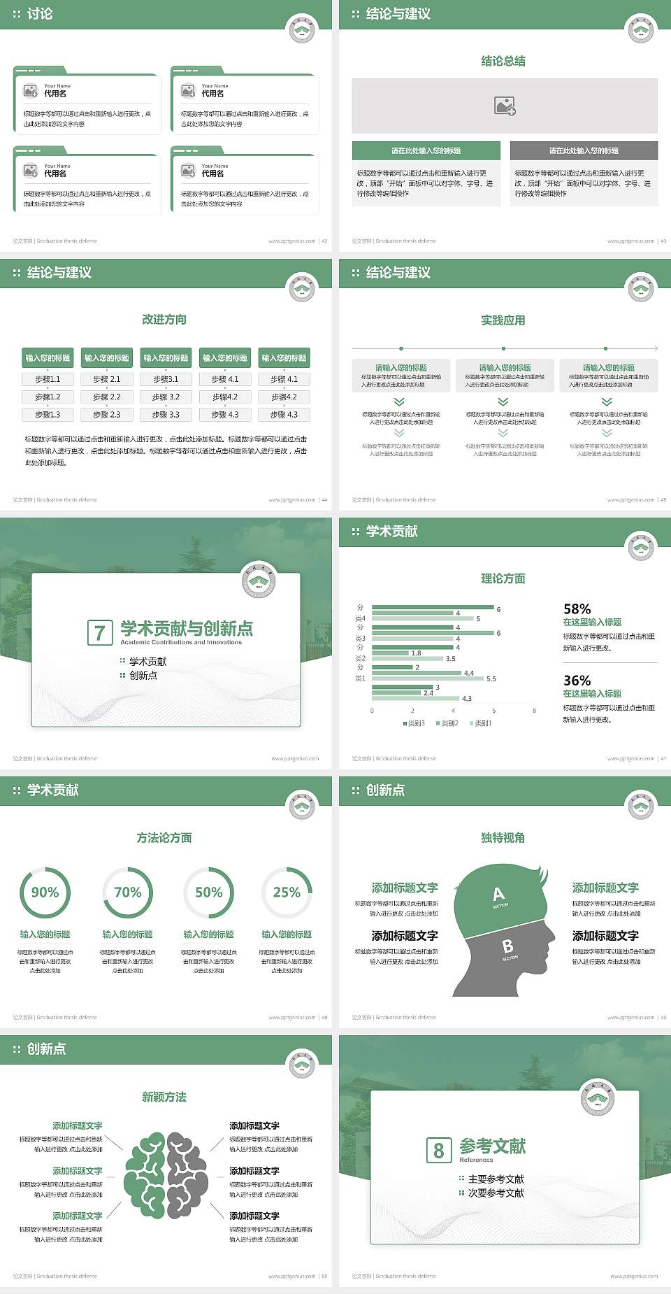 南通大学杏林学院论文答辩标准PPT模板4:3格式幻灯片预览图6