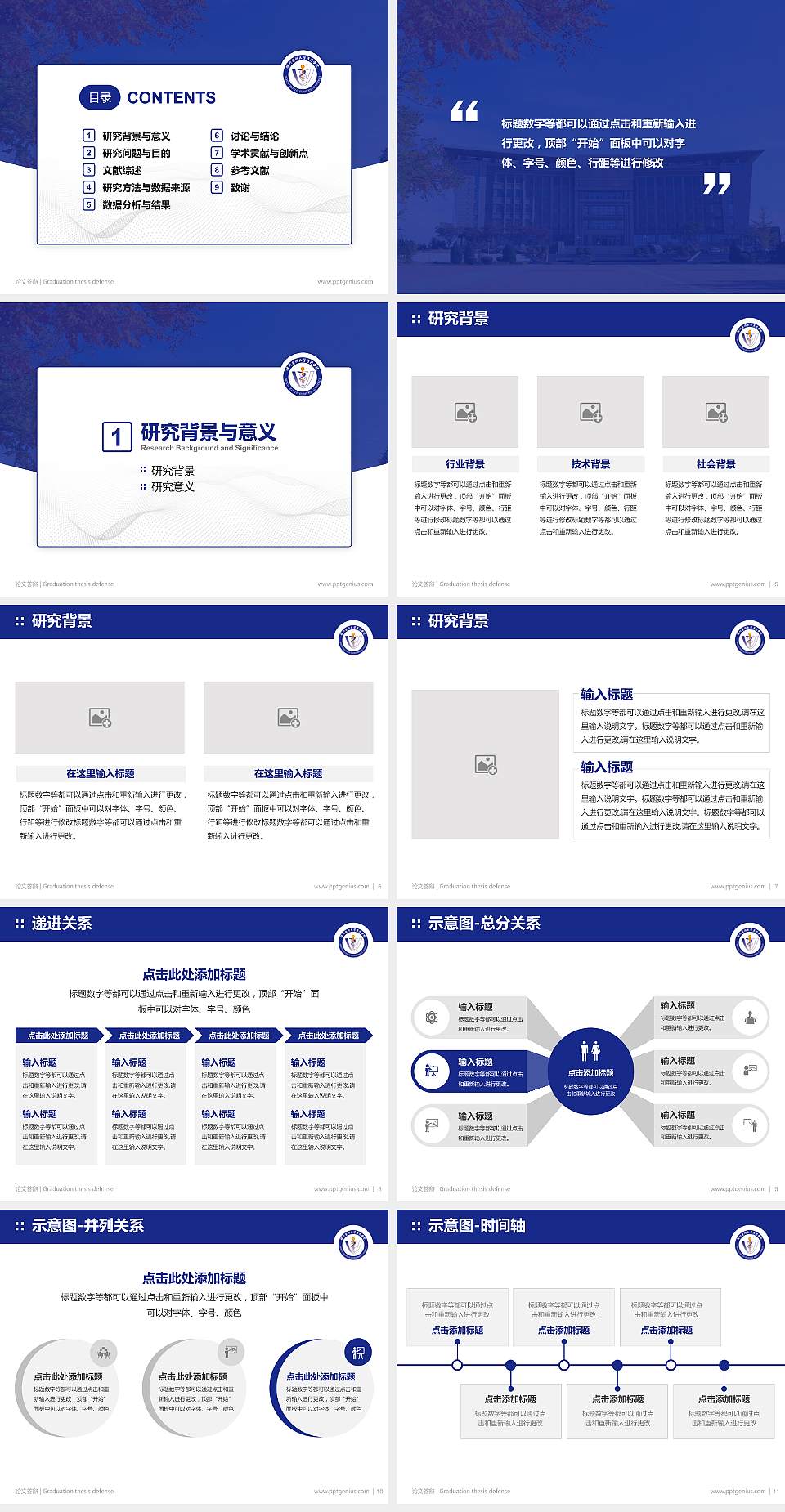 锦州医科大学医疗学院论文答辩标准PPT模板4:3格式幻灯片预览图2