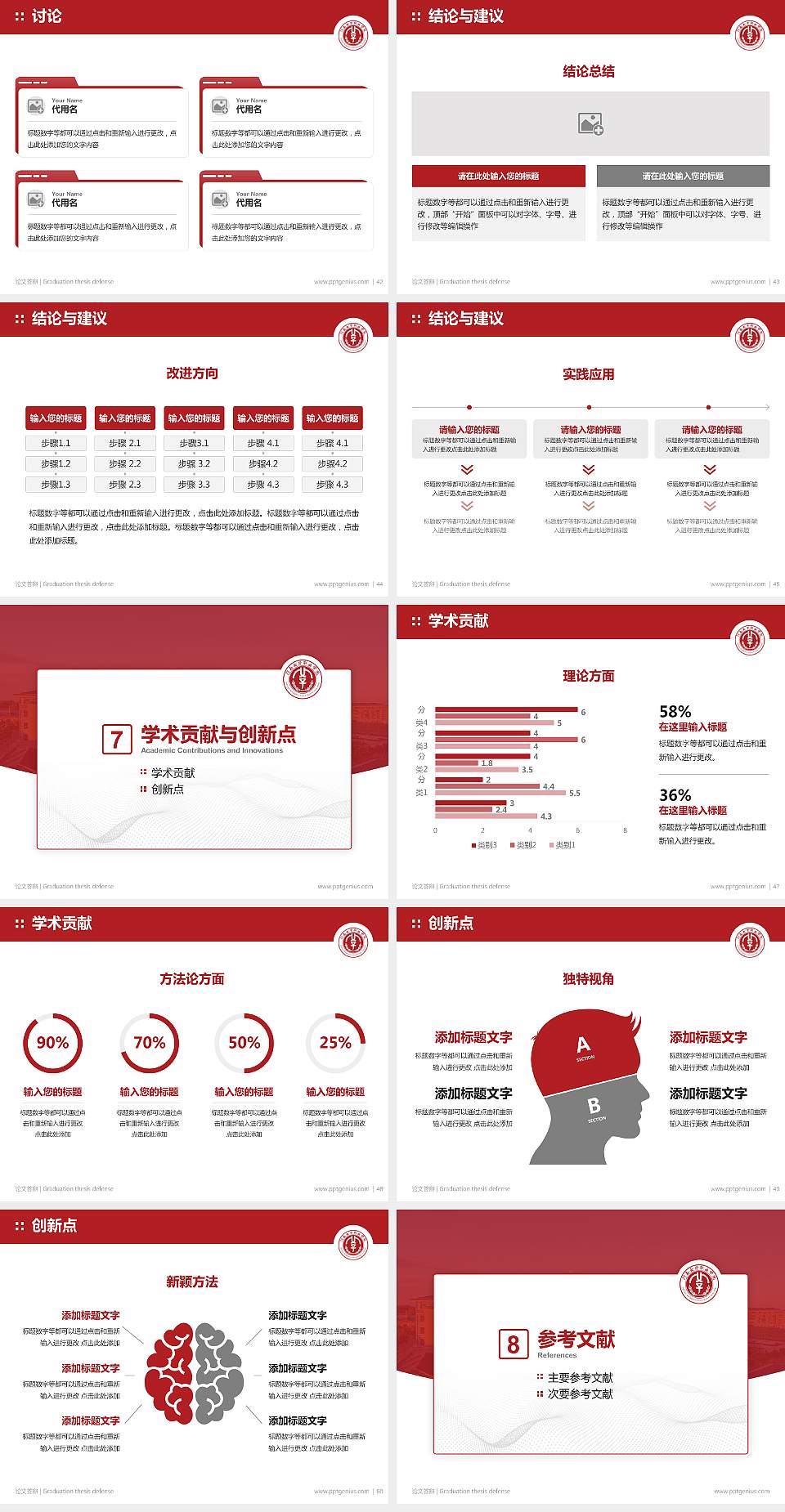河南女子职业学院论文答辩标准PPT模板4:3格式幻灯片预览图6