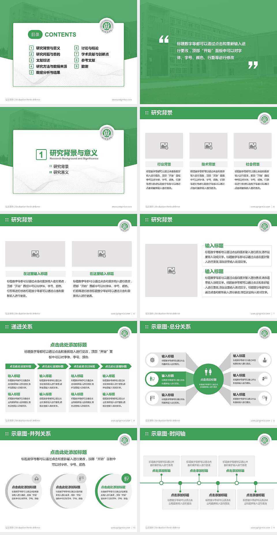 周口师范学院论文答辩标准PPT模板4:3格式幻灯片预览图2