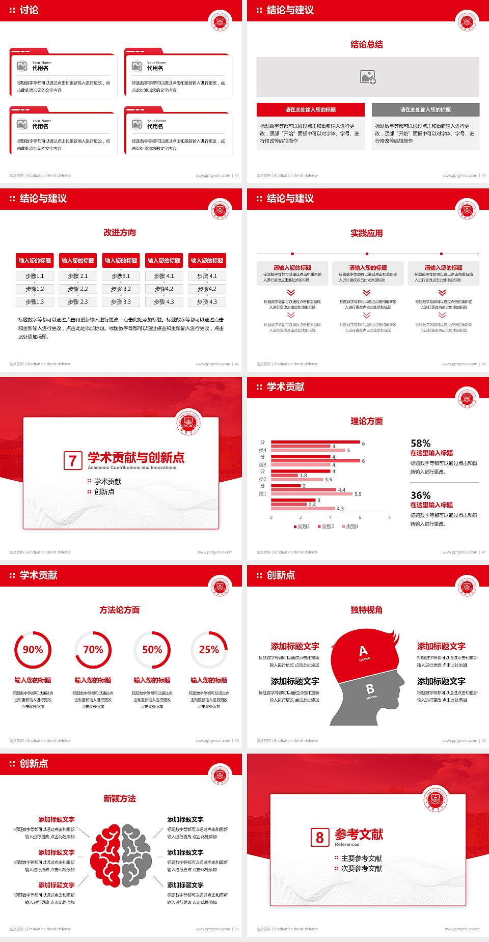 安阳学院论文答辩标准PPT模板4:3格式幻灯片预览图6