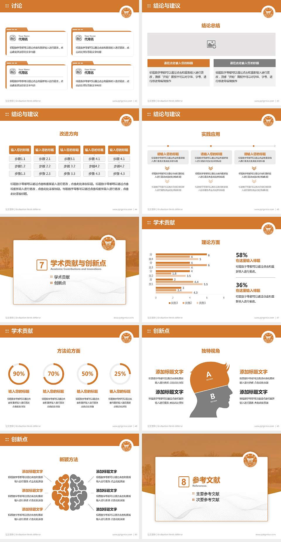 阳光学院论文答辩标准PPT模板4:3格式幻灯片预览图6