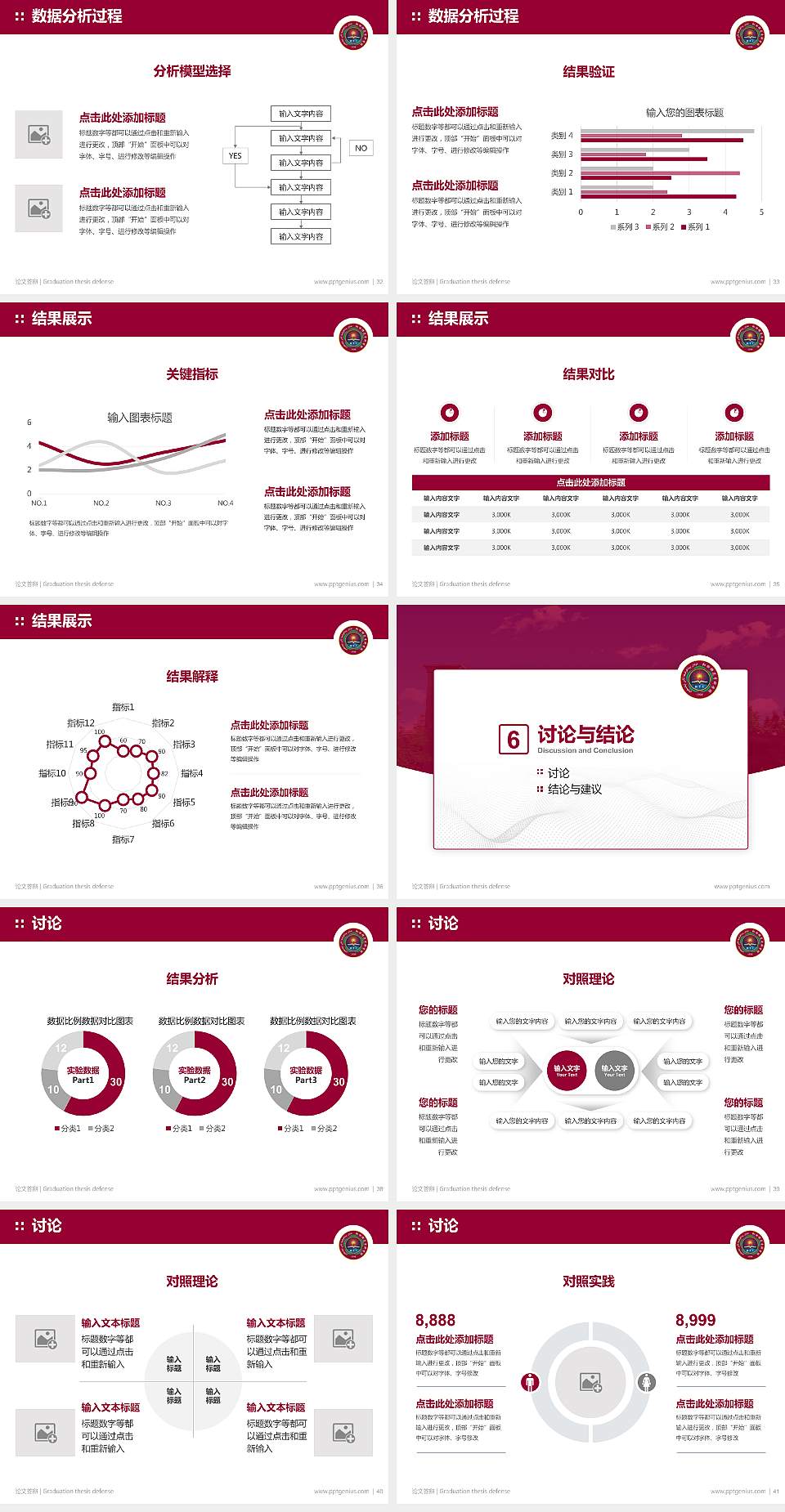 和田师范专科学校论文答辩标准PPT模板4:3格式幻灯片预览图5
