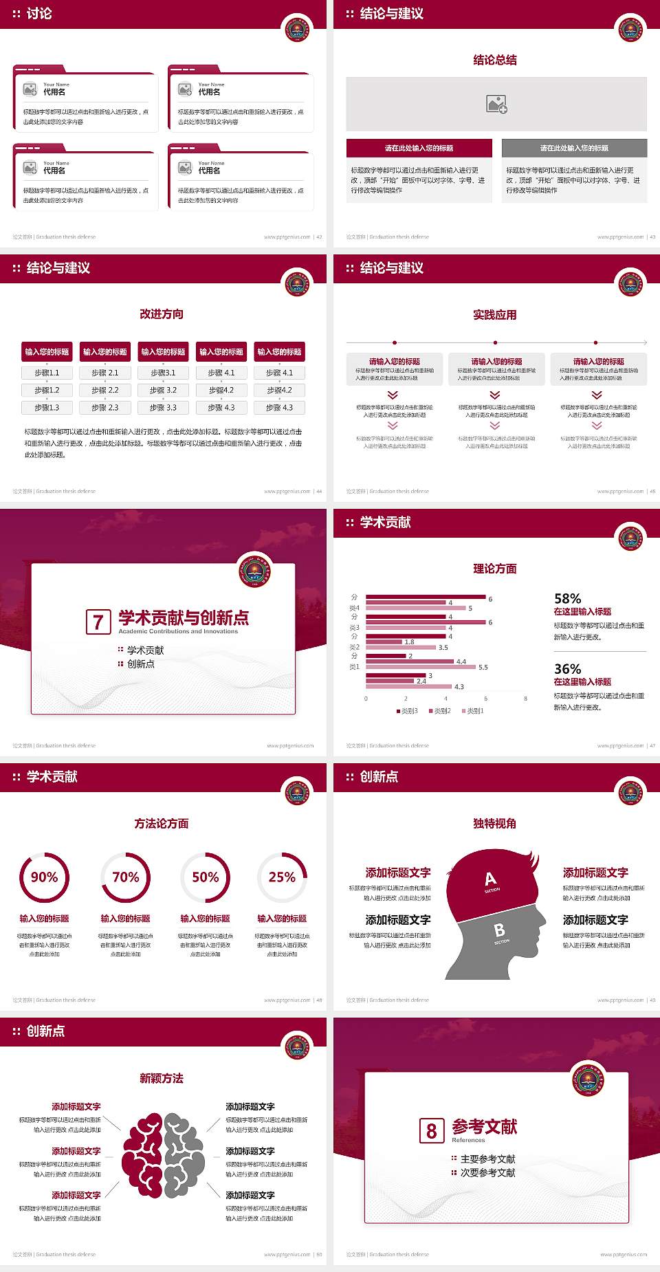 和田师范专科学校论文答辩标准PPT模板4:3格式幻灯片预览图6