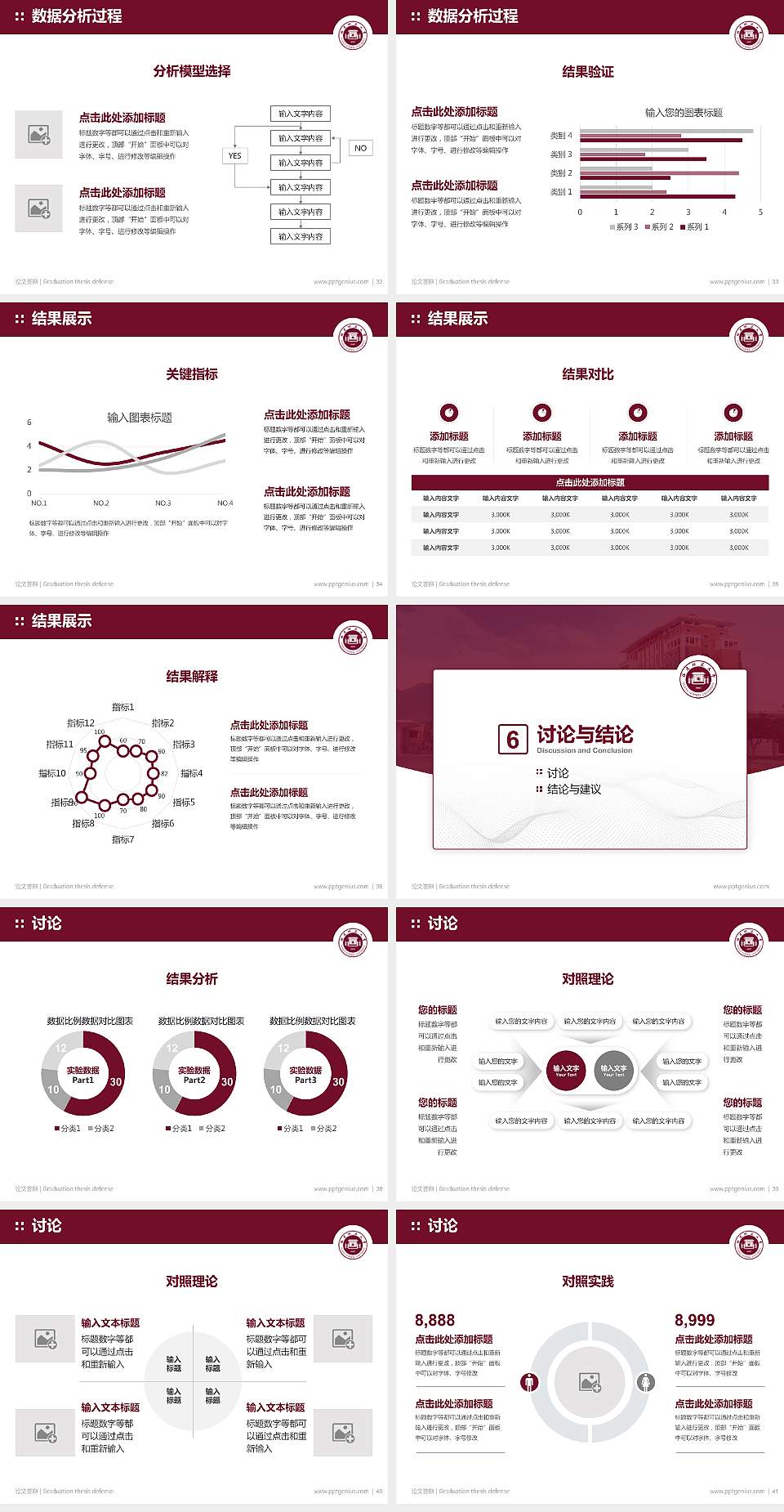 福建师范大学论文答辩标准PPT模板4:3格式幻灯片预览图5