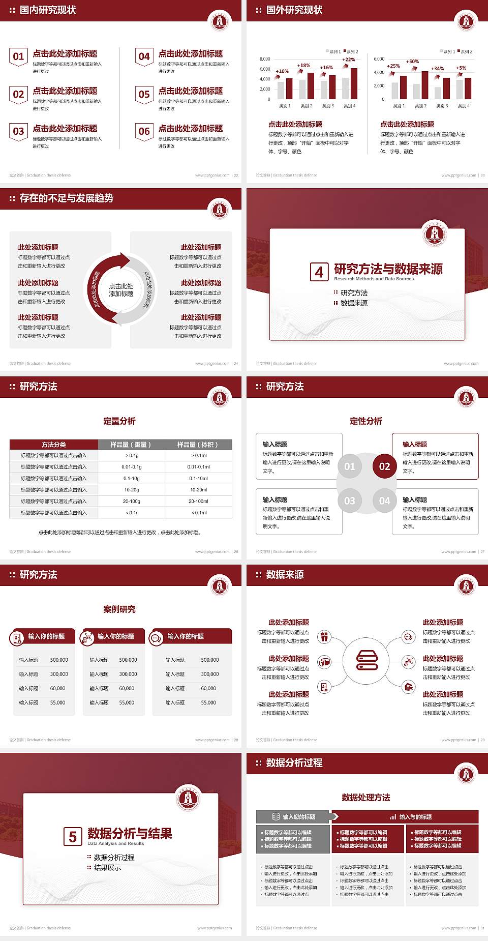 湖南工商大学论文答辩标准PPT模板4:3格式幻灯片预览图4