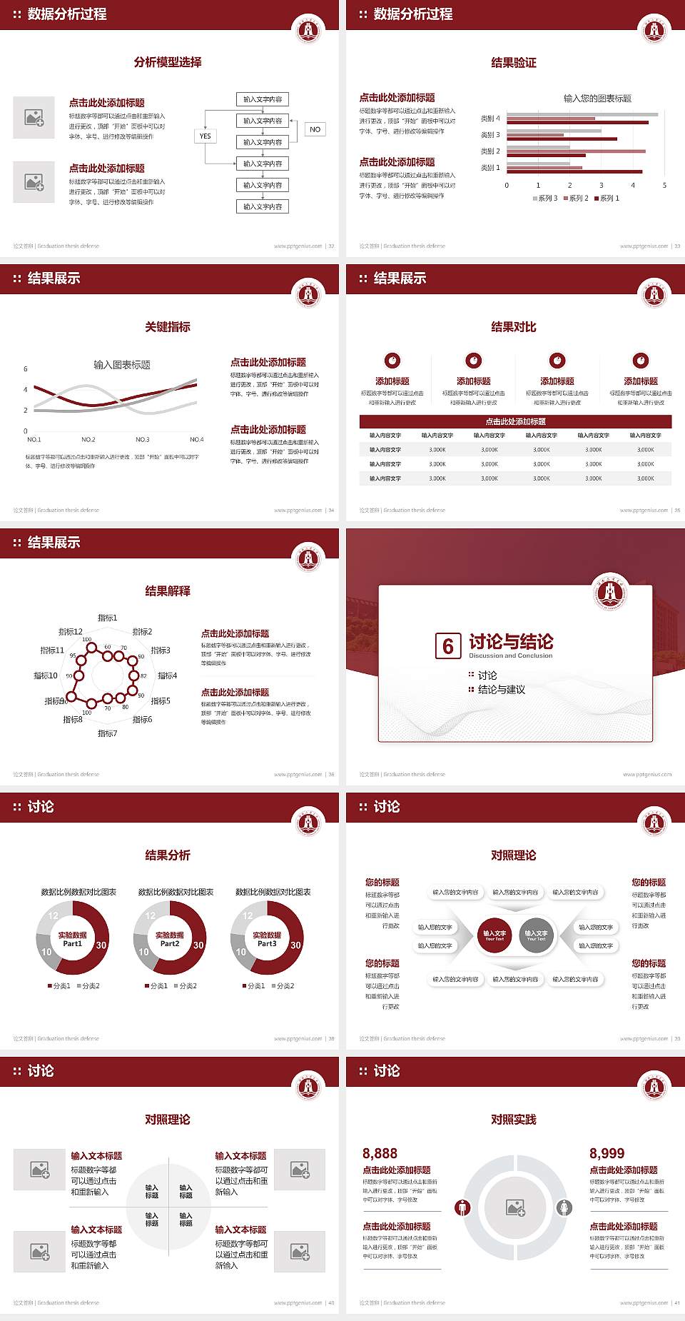 湖南工商大学论文答辩标准PPT模板4:3格式幻灯片预览图5