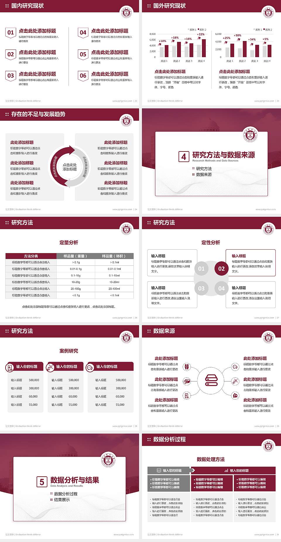 温州医科大学论文答辩标准PPT模板4:3格式幻灯片预览图4