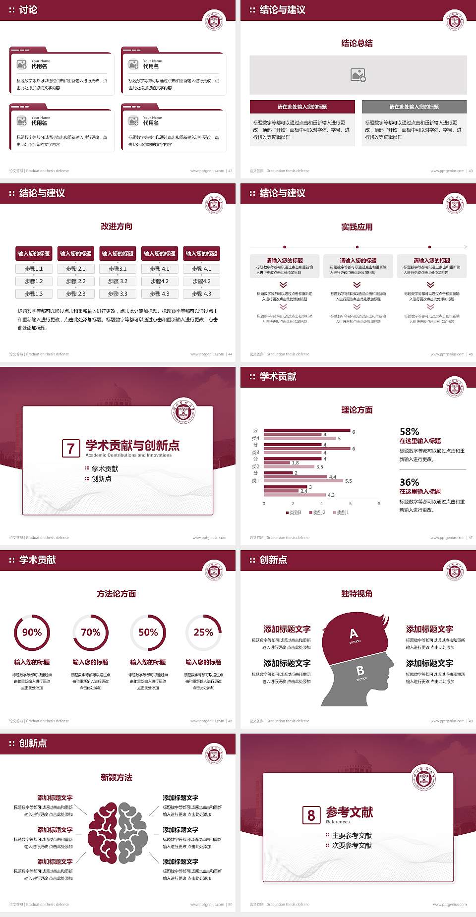 温州医科大学论文答辩标准PPT模板4:3格式幻灯片预览图6