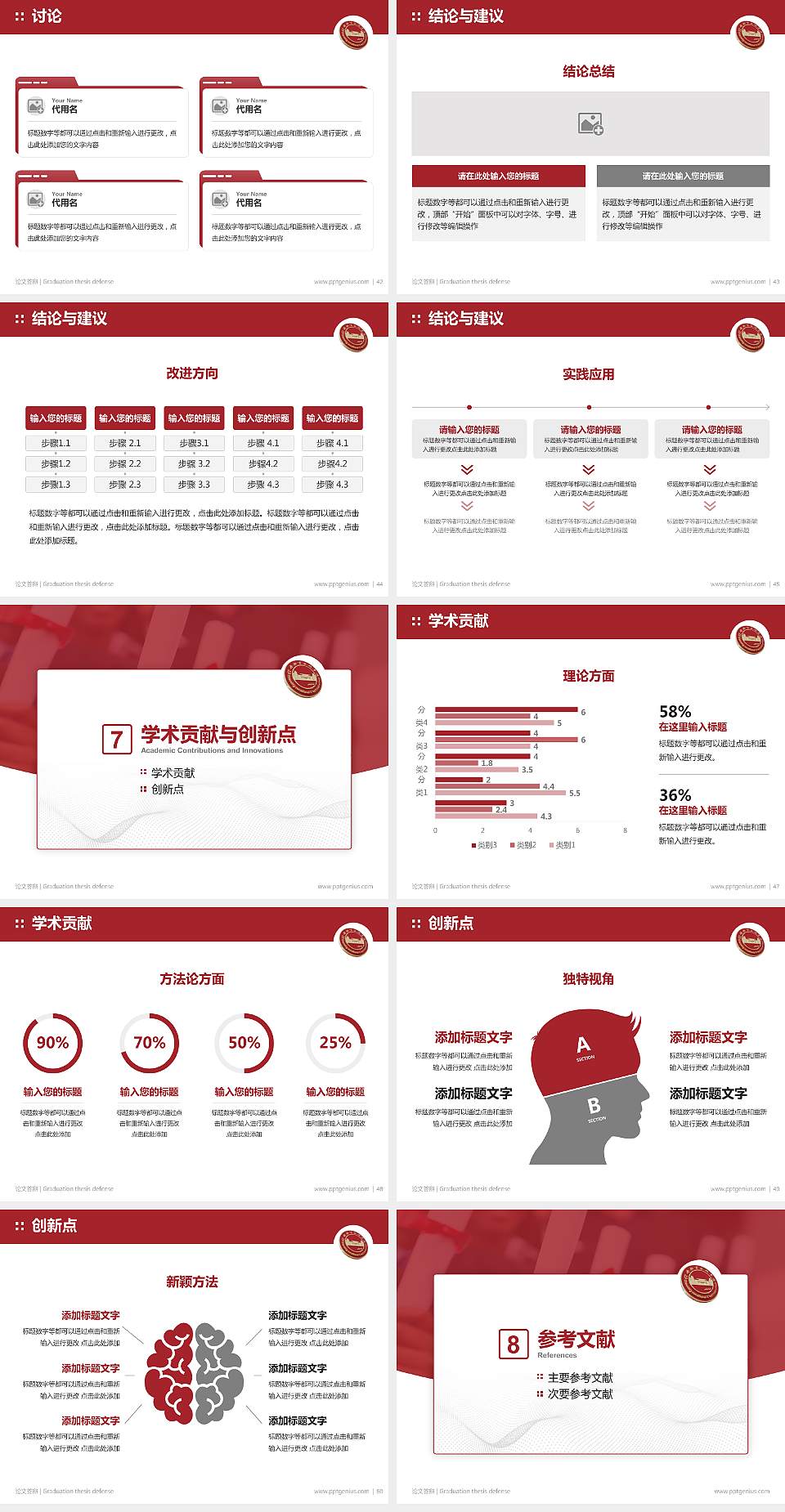 绍兴职业技术学院论文答辩标准PPT模板4:3格式幻灯片预览图6