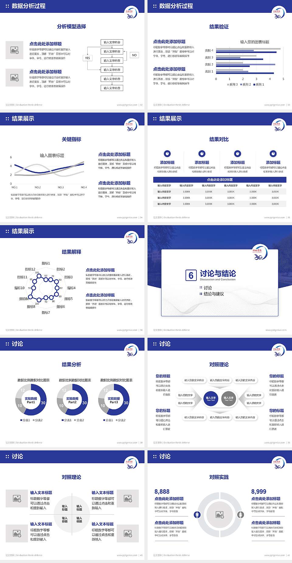 河西学院论文答辩标准PPT模板4:3格式幻灯片预览图5