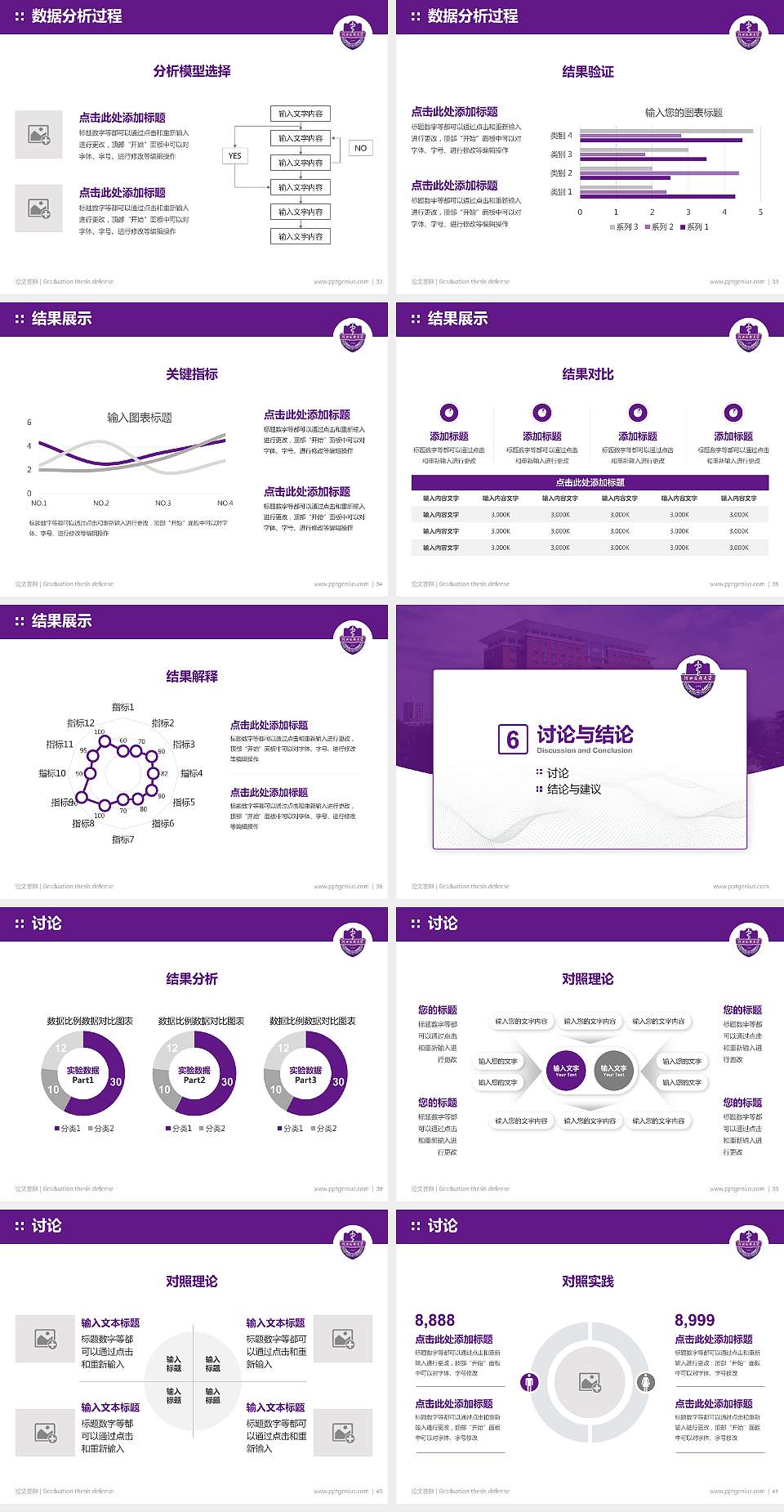 河北医科大学论文答辩标准PPT模板4:3格式幻灯片预览图5