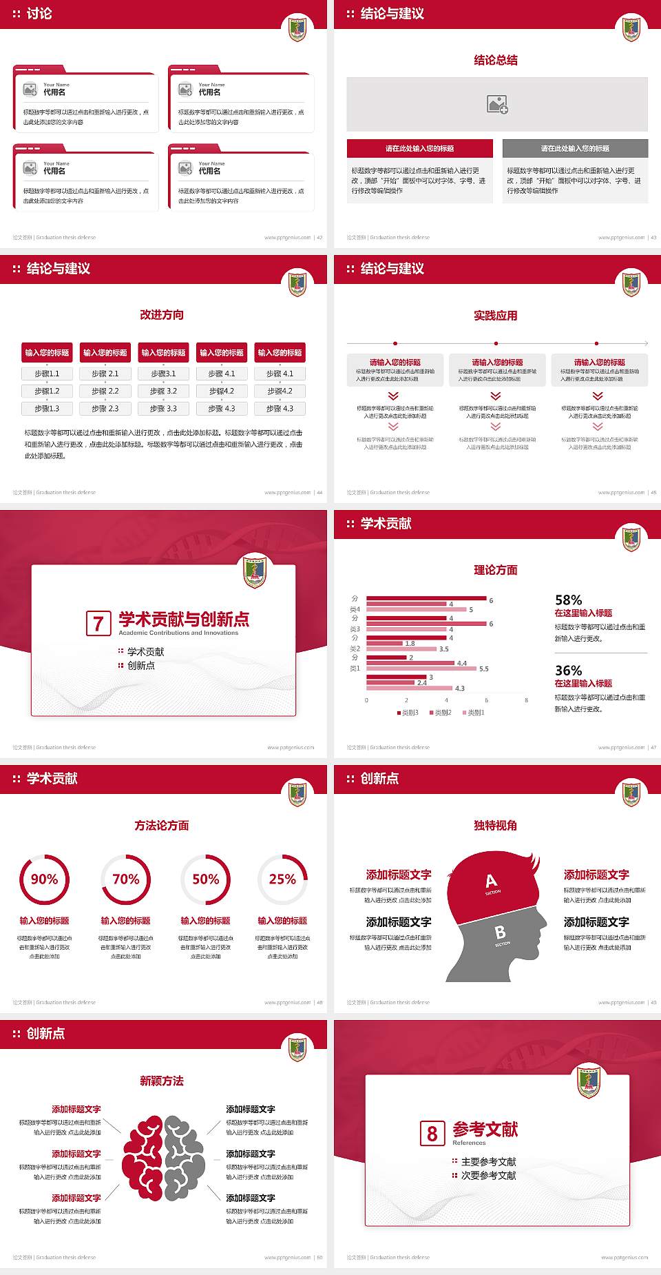 南京医科大学论文答辩标准PPT模板4:3格式幻灯片预览图6