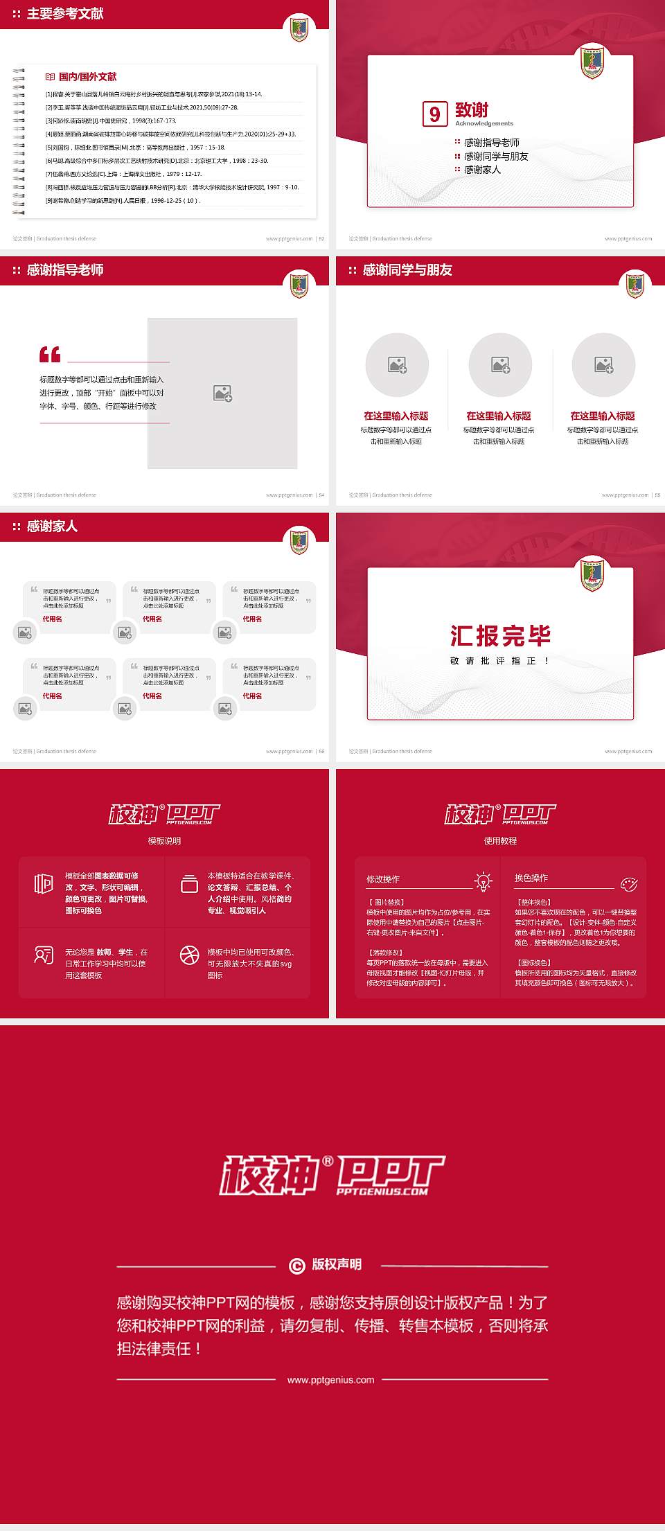 南京医科大学论文答辩标准PPT模板4:3格式幻灯片预览图7