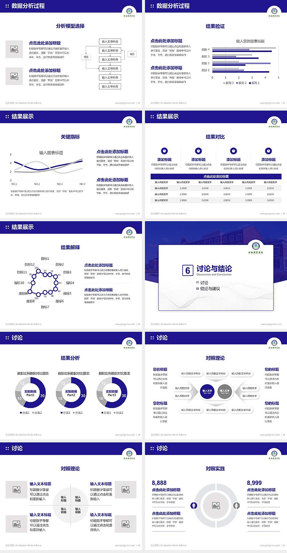 伊春职业学院论文答辩标准PPT模板4:3格式幻灯片预览图5