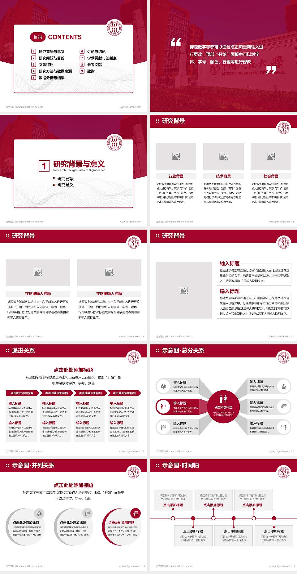 中国人民大学（苏州校区）论文答辩标准PPT模板4:3格式幻灯片预览图2