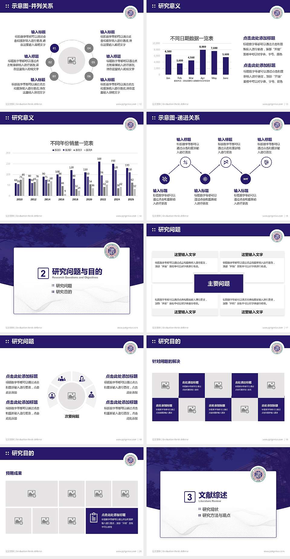 西北大学论文答辩标准PPT模板4:3格式幻灯片预览图3