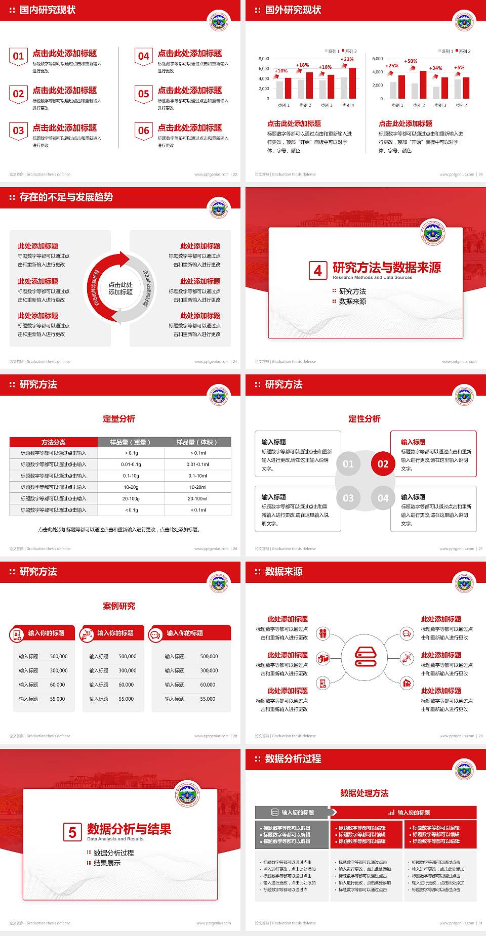 西藏藏医学院论文答辩标准PPT模板4:3格式幻灯片预览图4