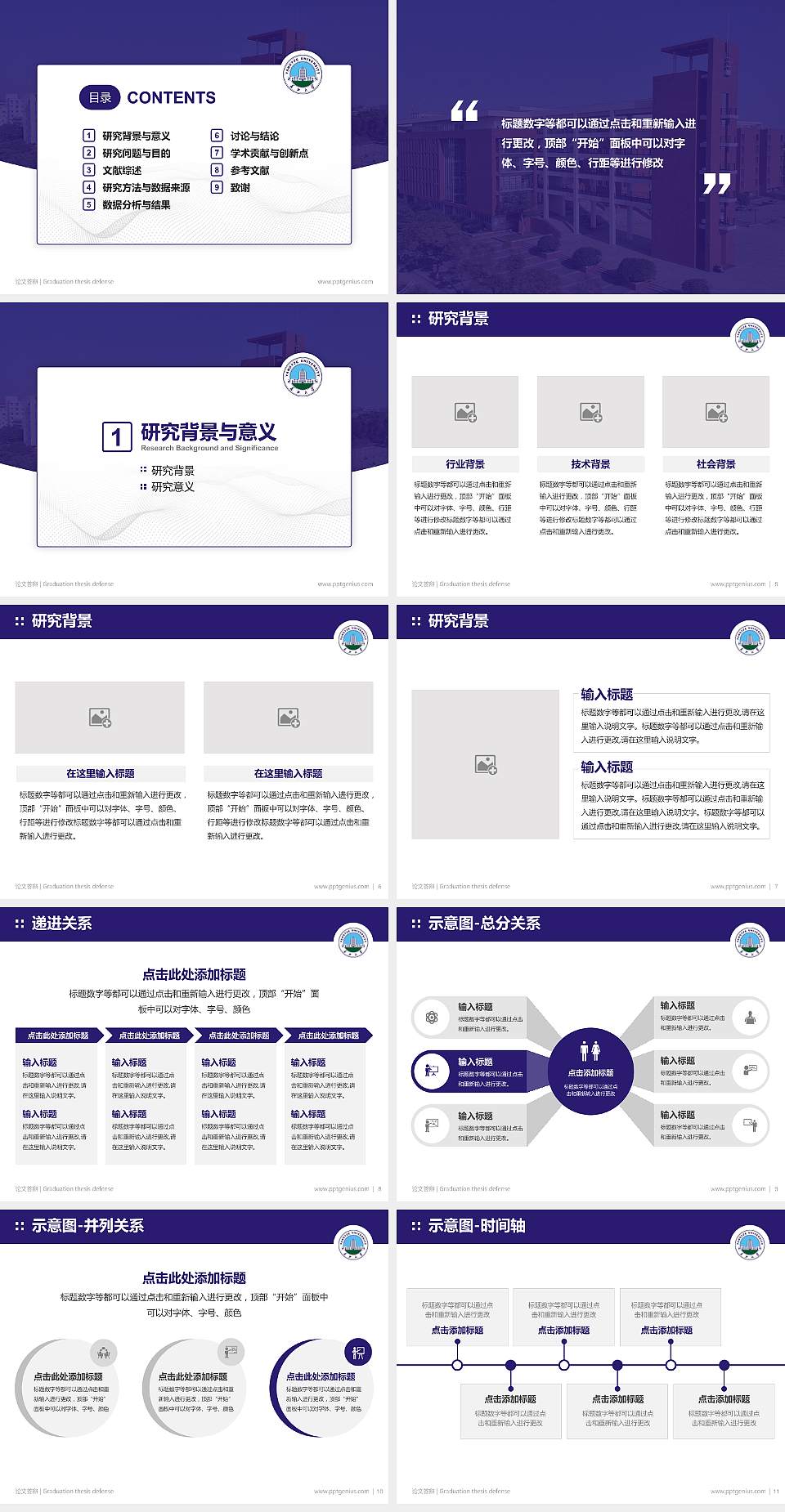 长江大学论文答辩标准PPT模板4:3格式幻灯片预览图2