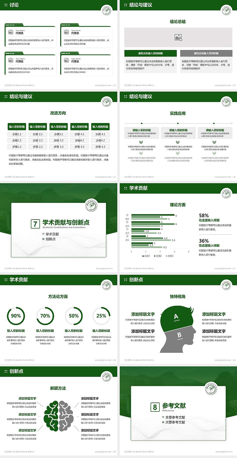 铜仁职业技术学院论文答辩标准PPT模板4:3格式幻灯片预览图6
