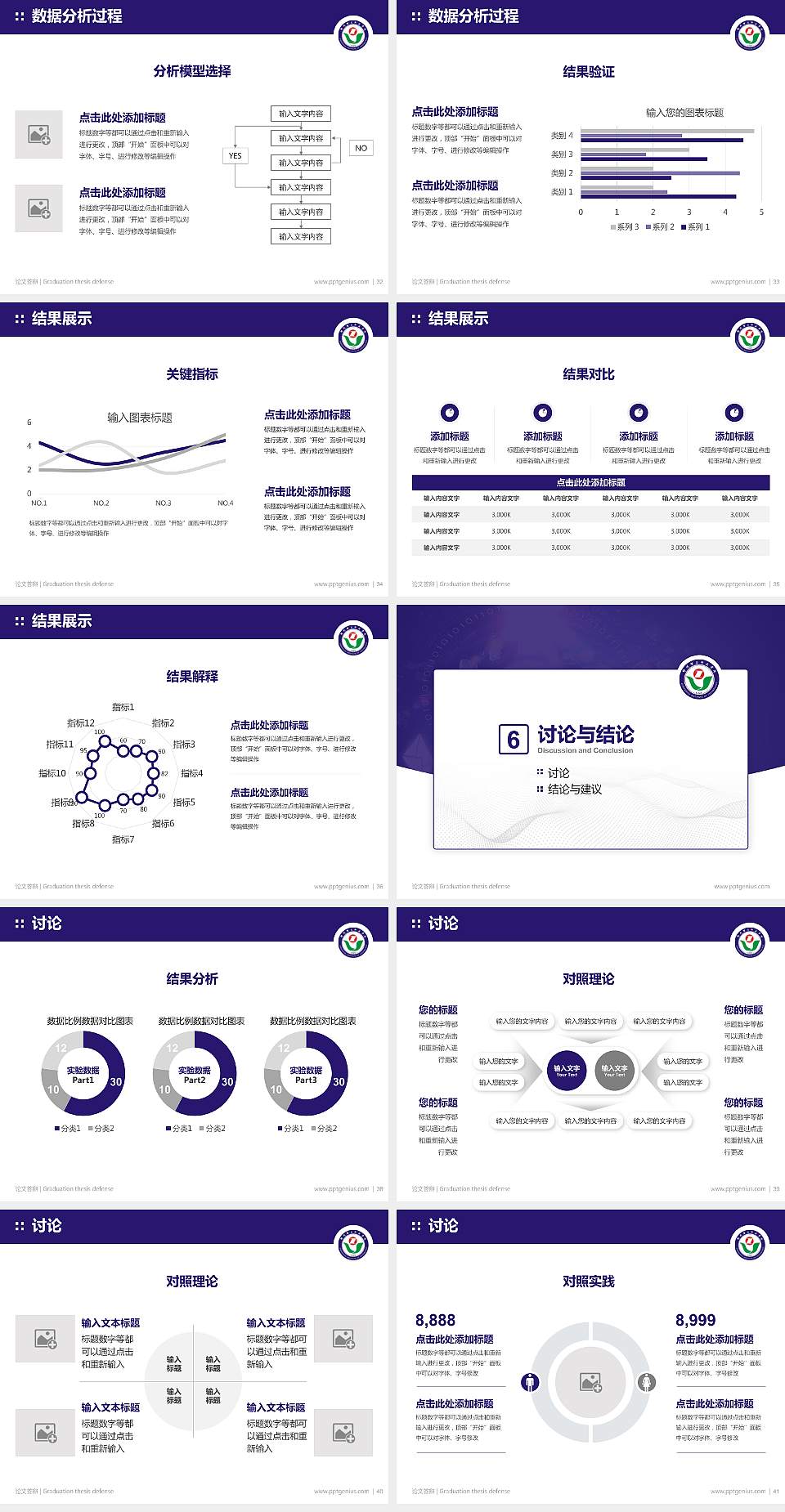 郑州理工职业学院论文答辩标准PPT模板4:3格式幻灯片预览图5