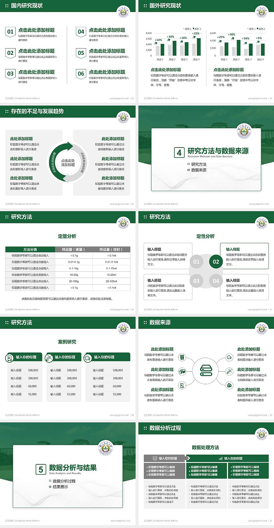 南京农业大学论文答辩标准PPT模板4:3格式幻灯片预览图4