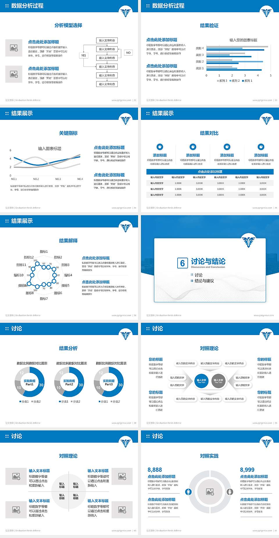 浙江大学医学院论文答辩标准PPT模板4:3格式幻灯片预览图5