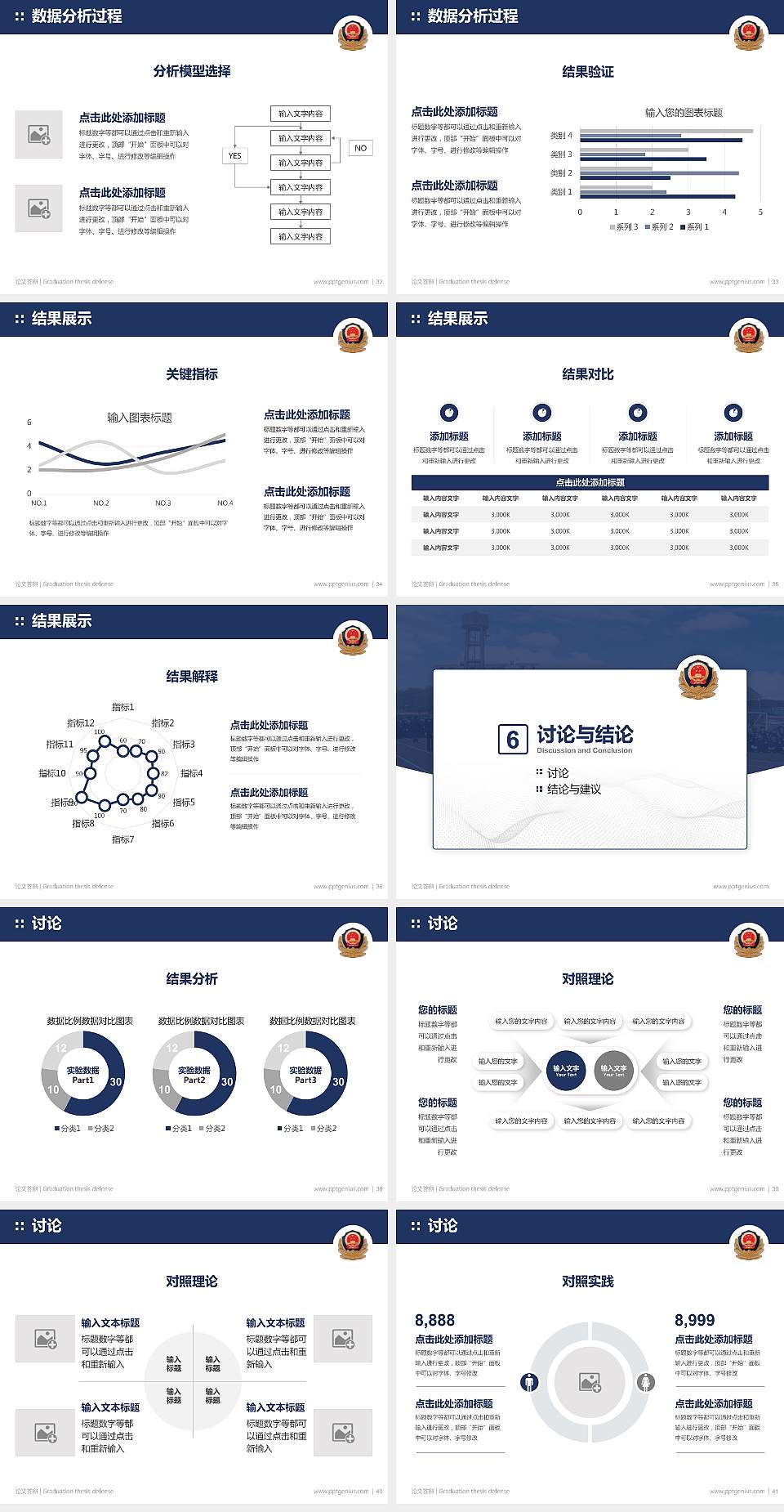 江西司法警官职业学院论文答辩标准PPT模板4:3格式幻灯片预览图5